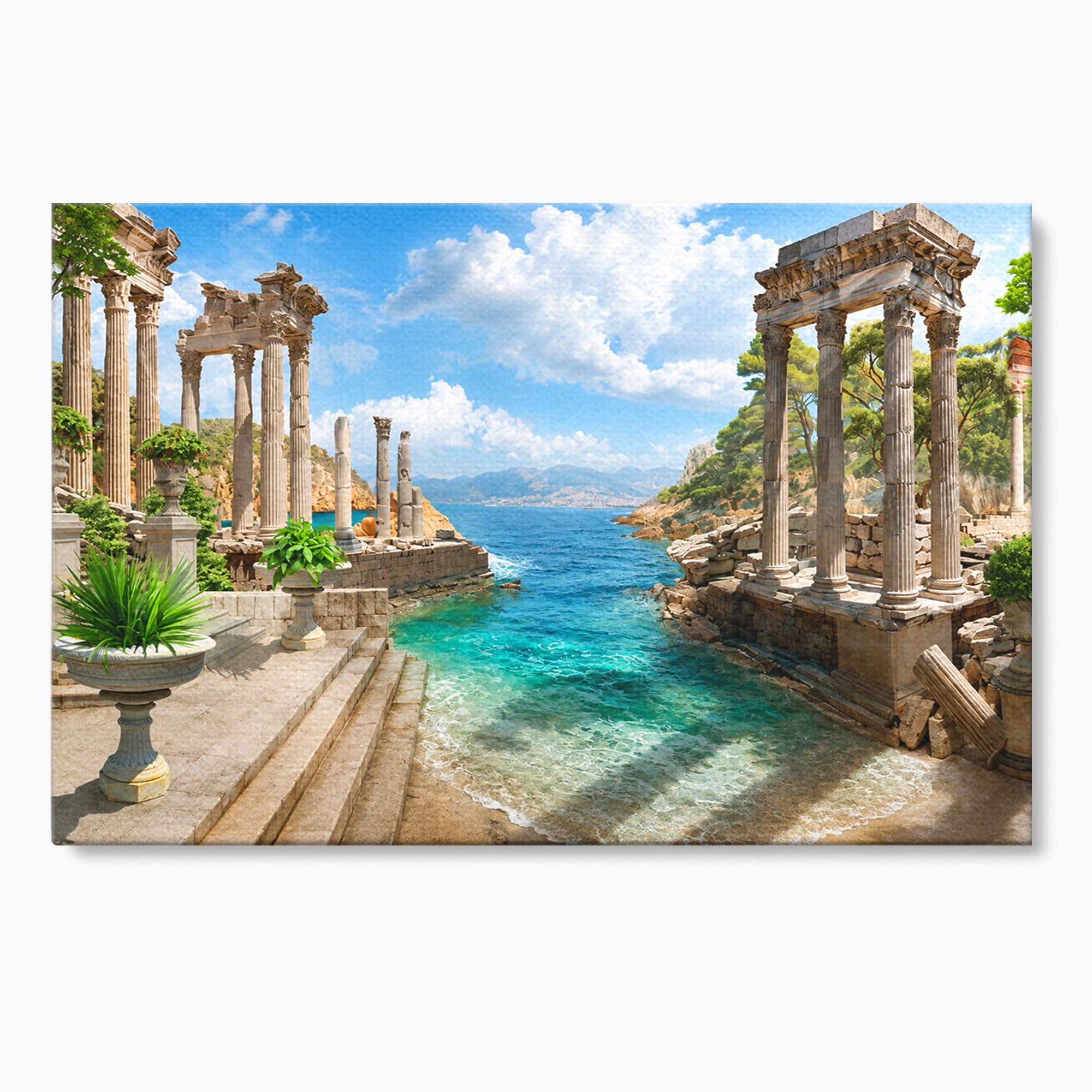 Tablou Canvas Premium LuxCanva® A1743, Ruine Antice La Mare, Ruine, Mare, Peisaj, Istorie, Living, Culori Vibrante