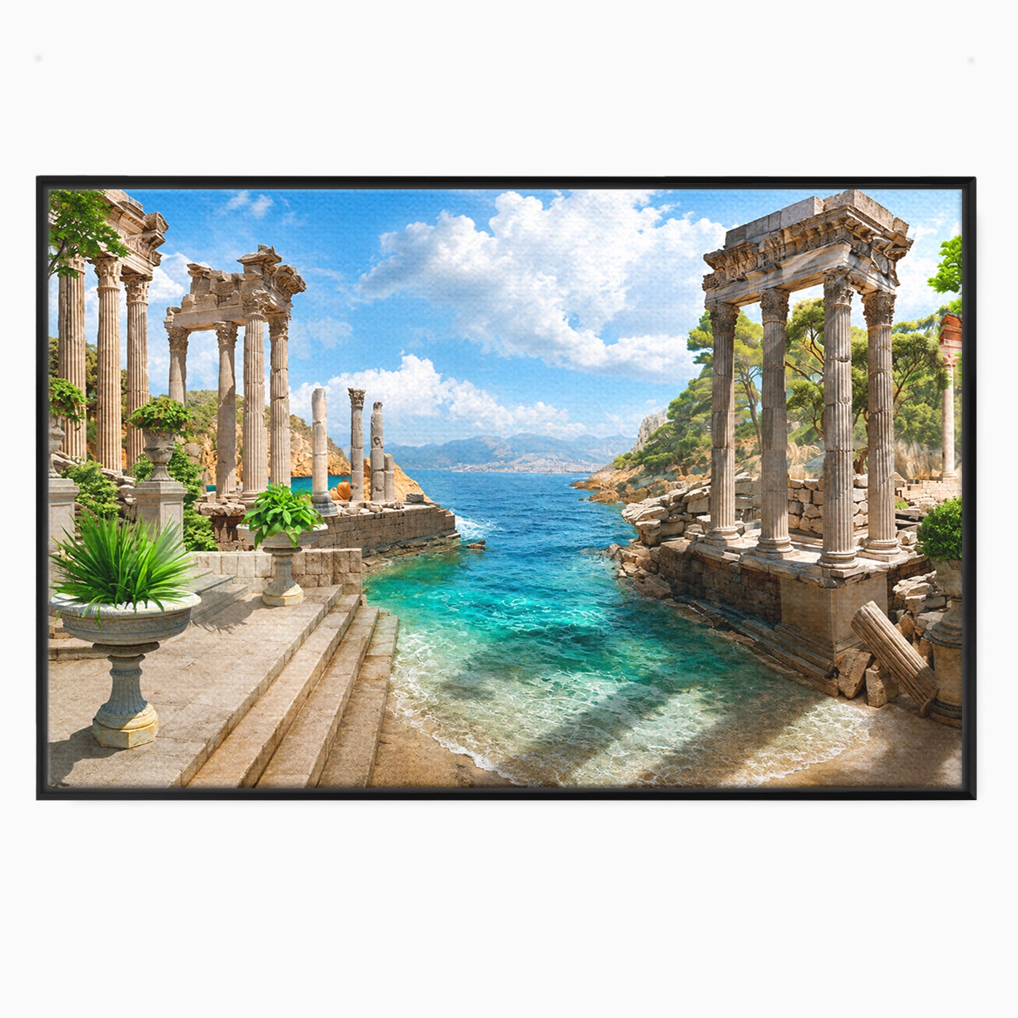 Tablou Canvas Premium LuxCanva® A1743, Ruine Antice La Mare, Ruine, Mare, Peisaj, Istorie, Living, Culori Vibrante