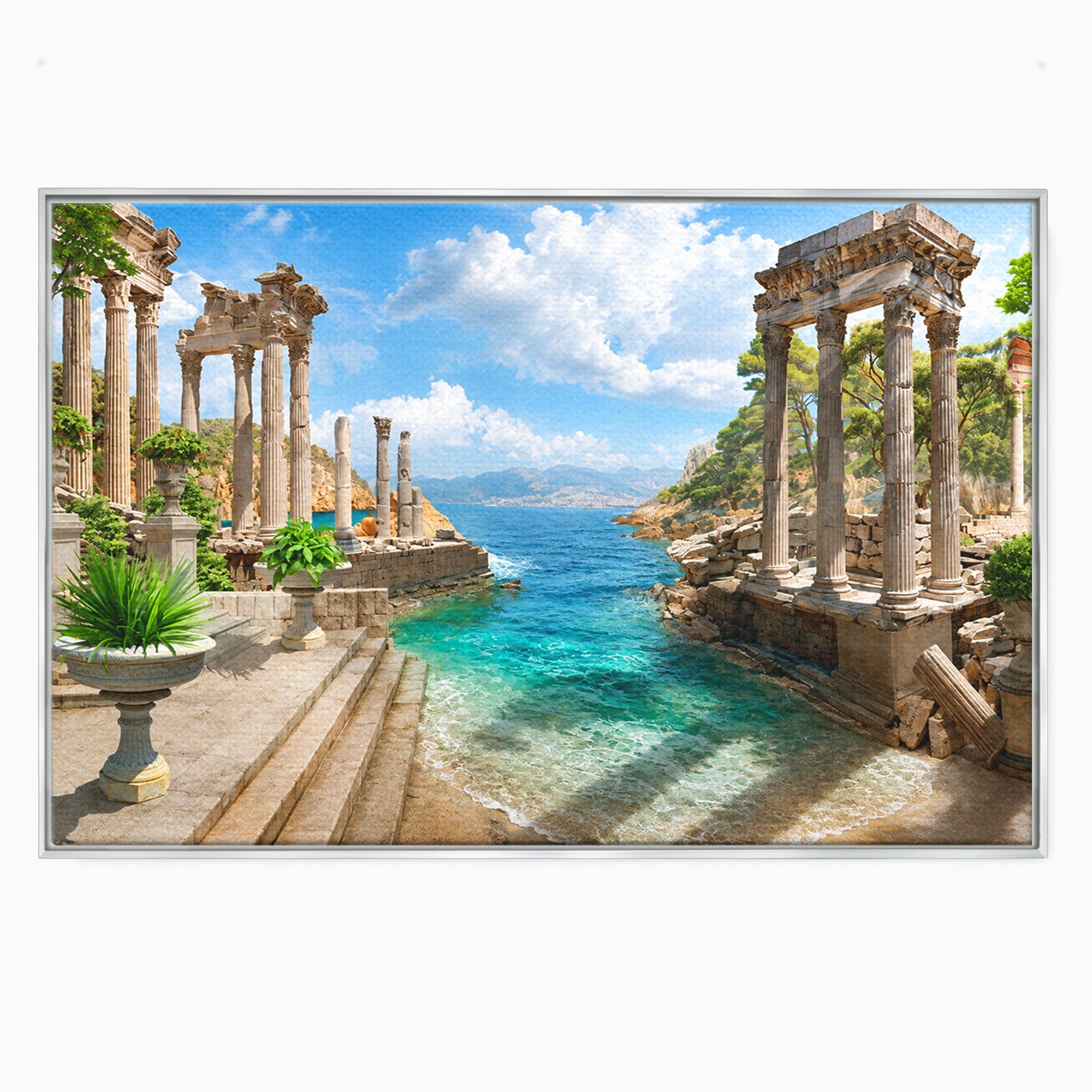 Tablou Canvas Premium LuxCanva® A1743, Ruine Antice La Mare, Ruine, Mare, Peisaj, Istorie, Living, Culori Vibrante
