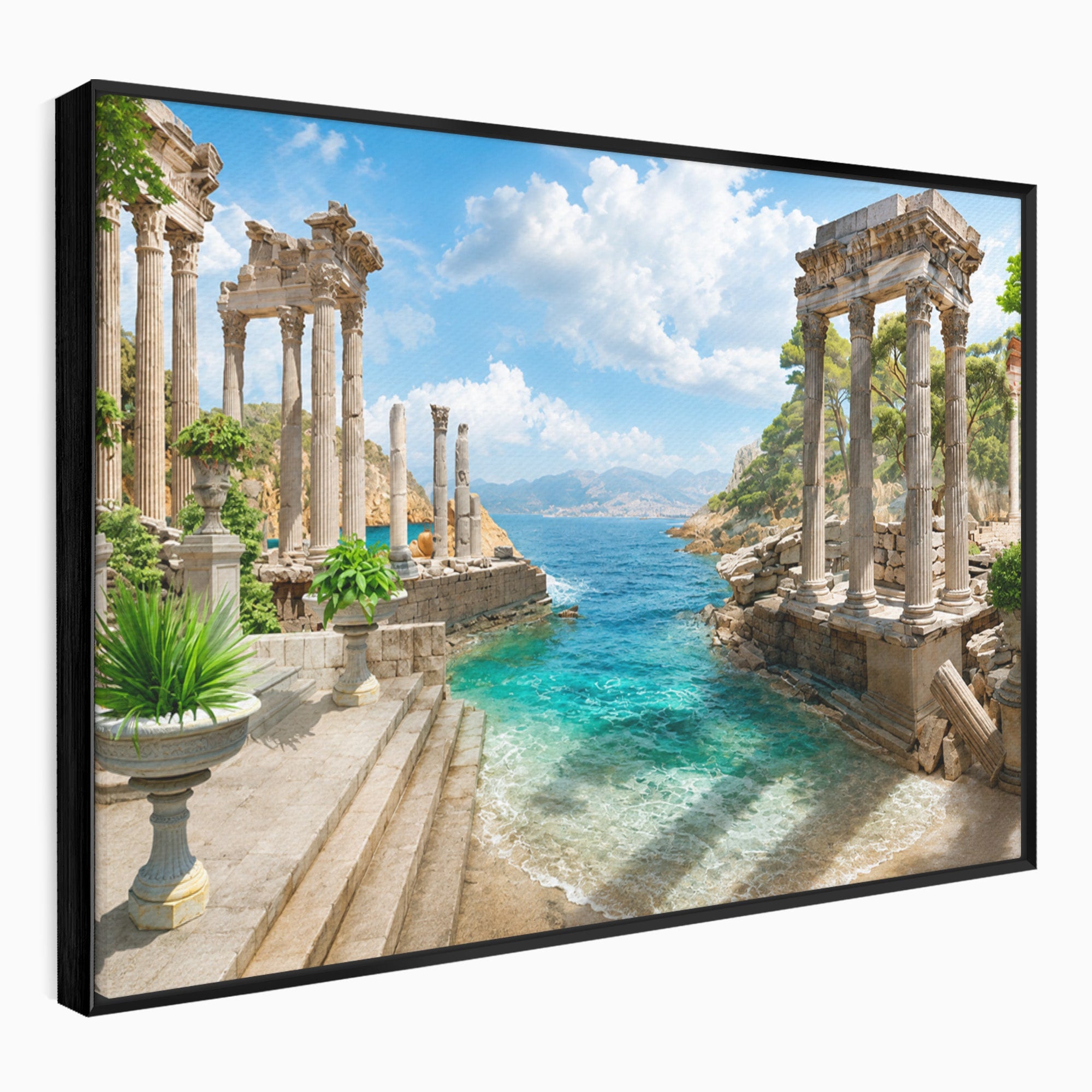 Tablou Canvas Premium LuxCanva® A1743, Ruine Antice La Mare, Ruine, Mare, Peisaj, Istorie, Living, Culori Vibrante