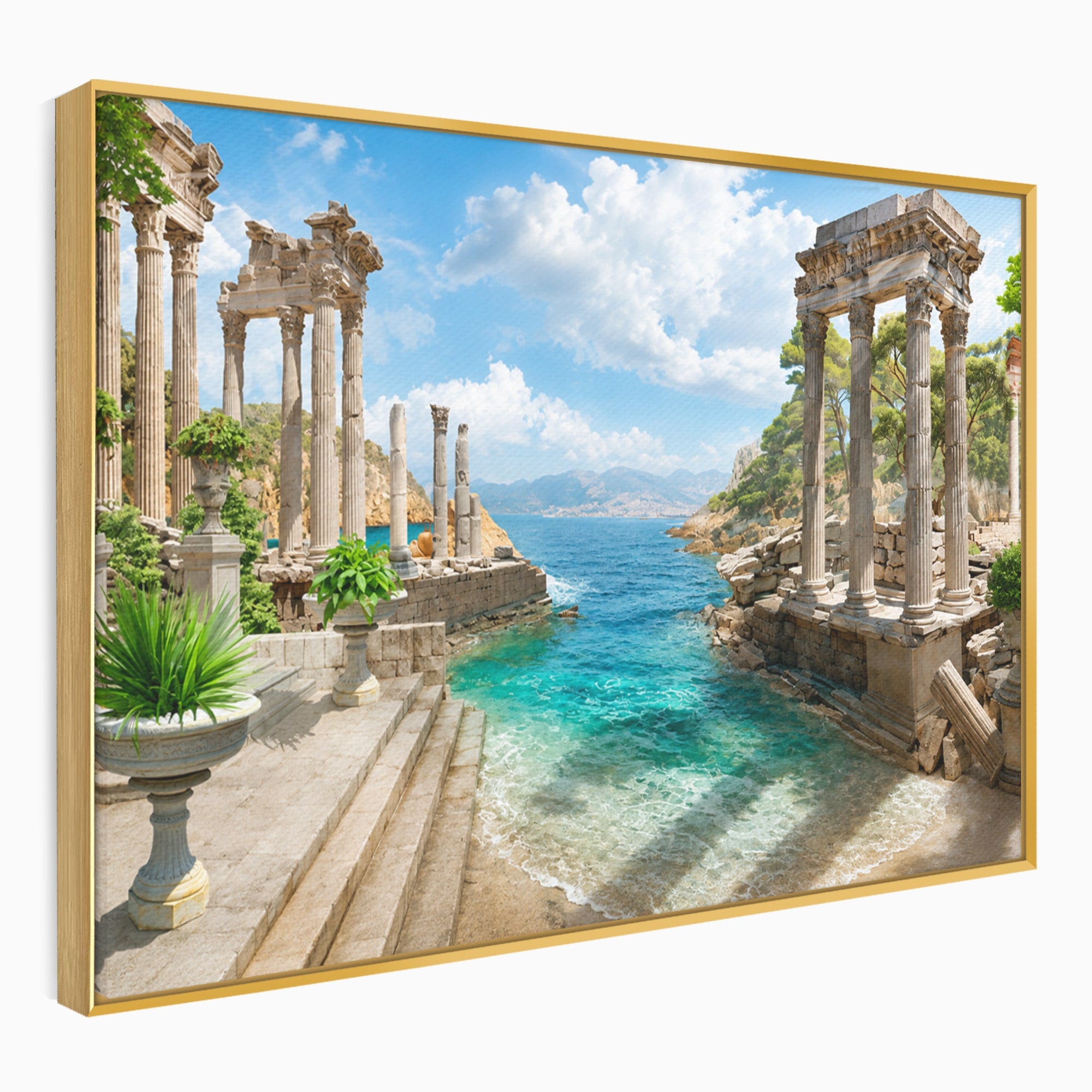 Tablou Canvas Premium LuxCanva® A1743, Ruine Antice La Mare, Ruine, Mare, Peisaj, Istorie, Living, Culori Vibrante