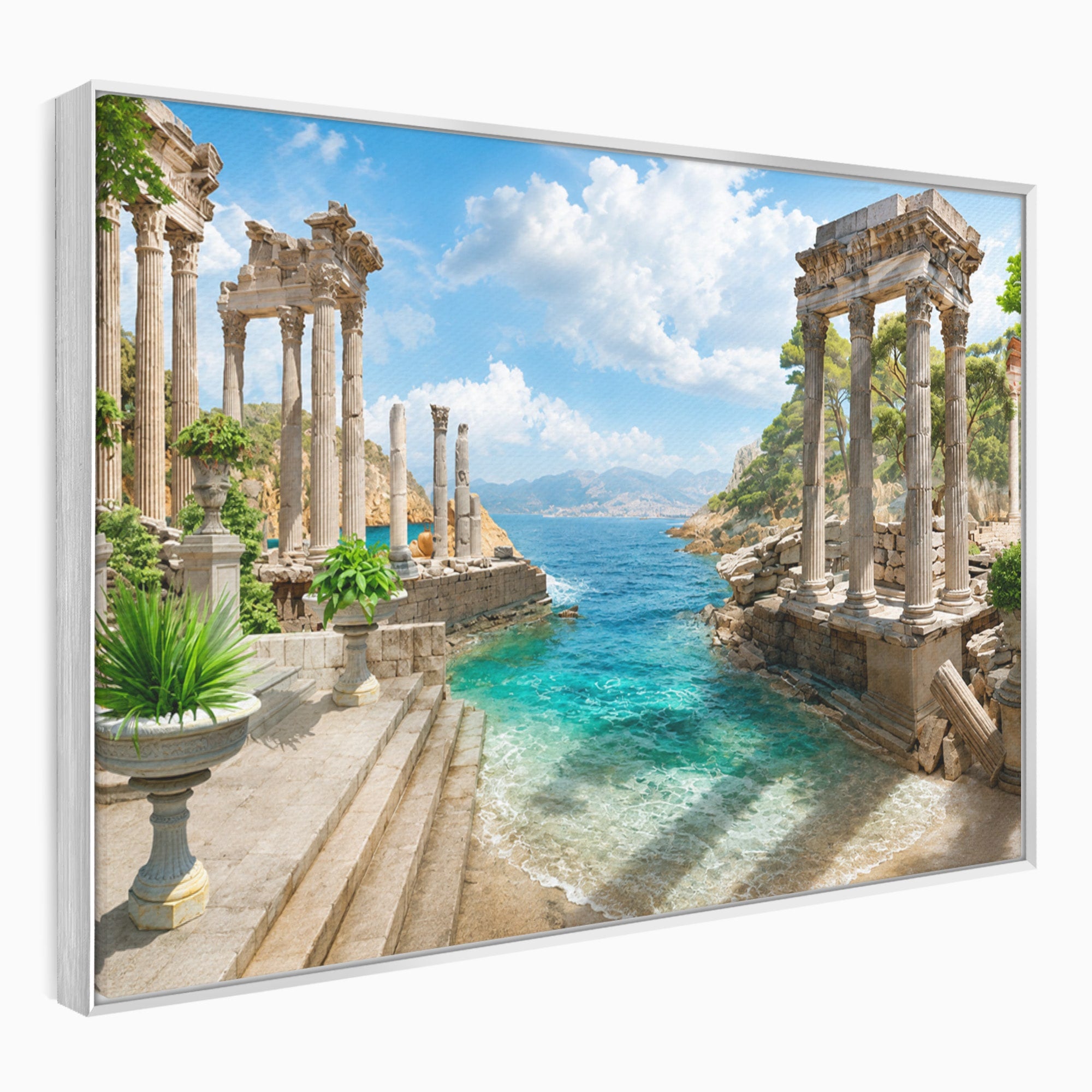 Tablou Canvas Premium LuxCanva® A1743, Ruine Antice La Mare, Ruine, Mare, Peisaj, Istorie, Living, Culori Vibrante