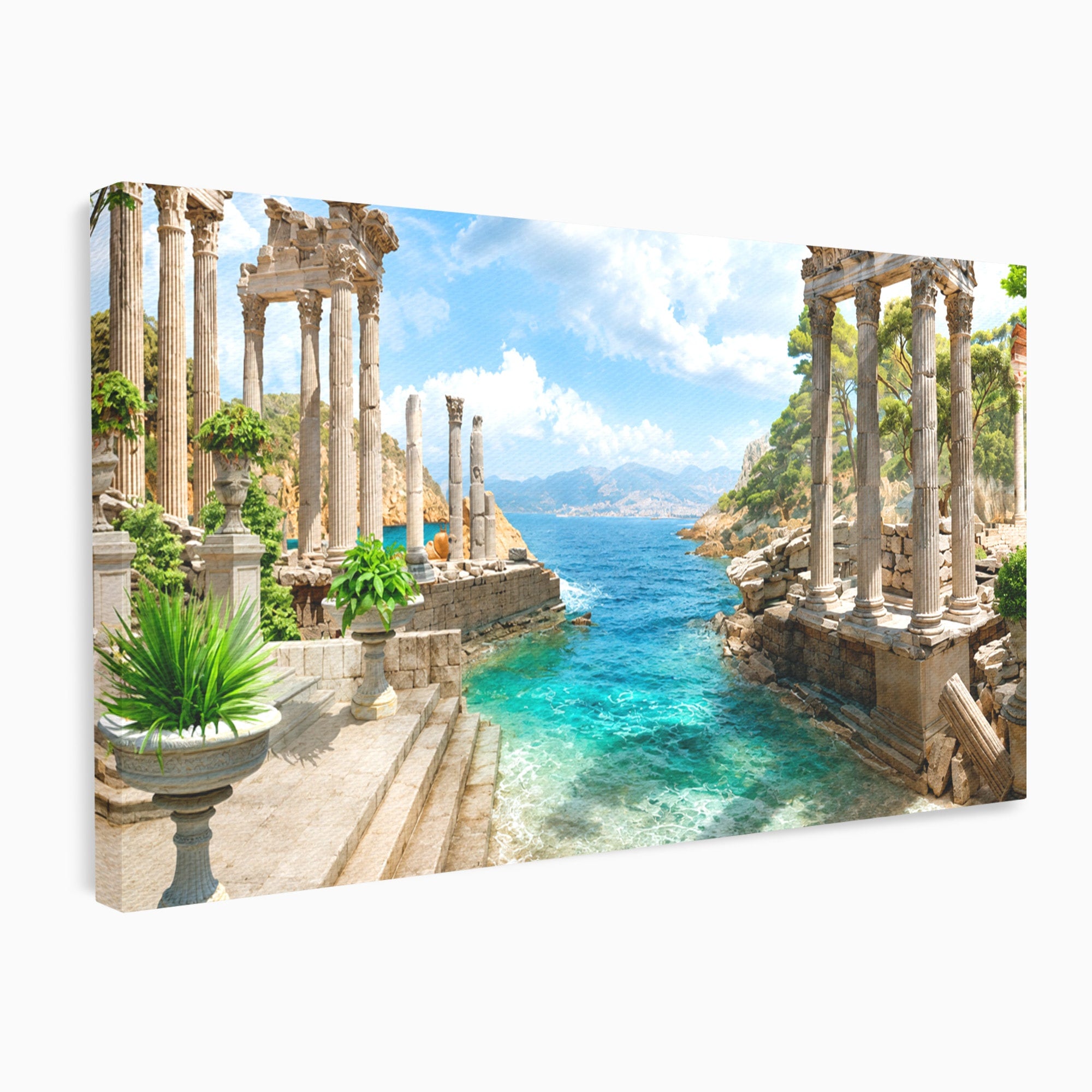 Tablou Canvas Premium LuxCanva® A1743, Ruine Antice La Mare, Ruine, Mare, Peisaj, Istorie, Living, Culori Vibrante