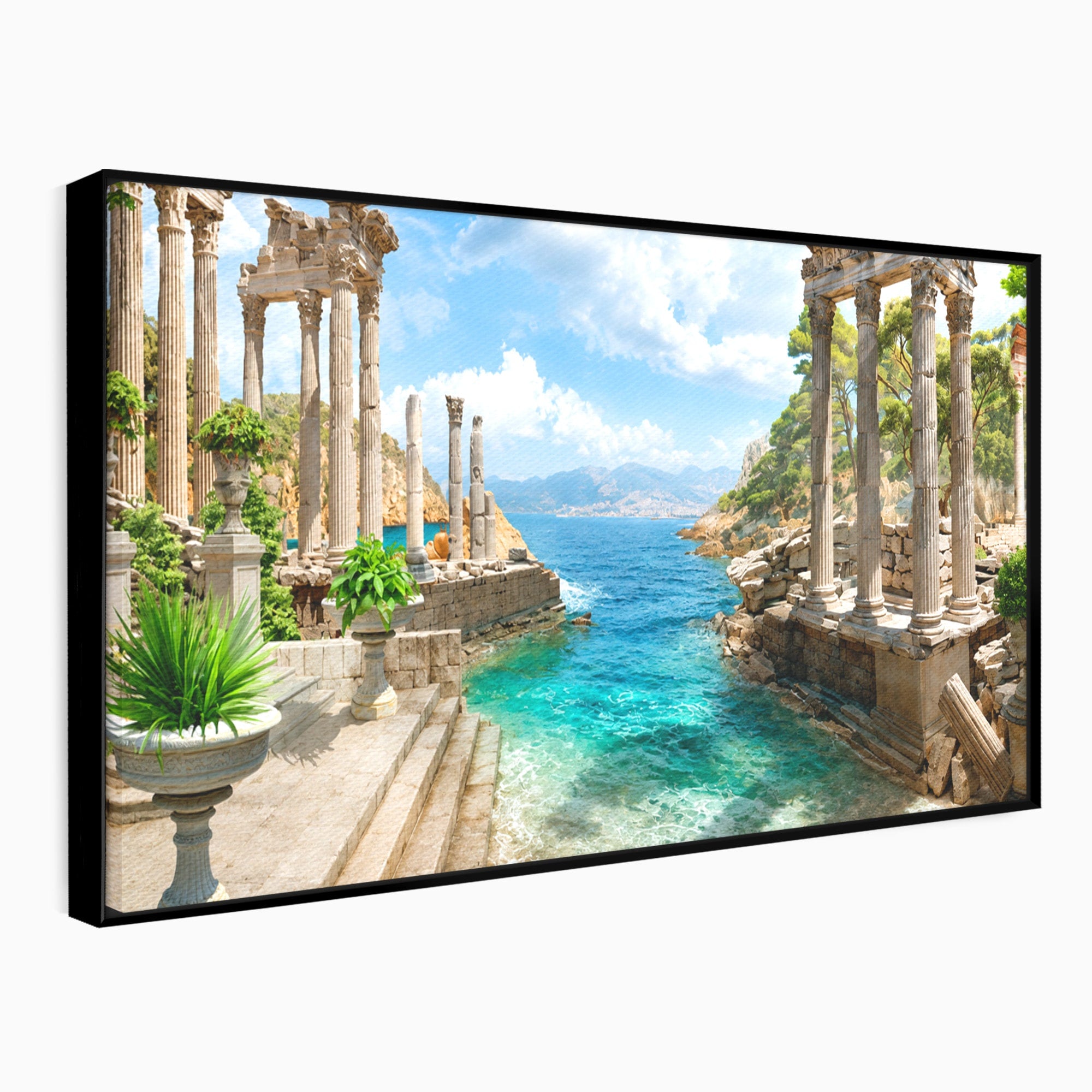Tablou Canvas Premium LuxCanva® A1743, Ruine Antice La Mare, Ruine, Mare, Peisaj, Istorie, Living, Culori Vibrante