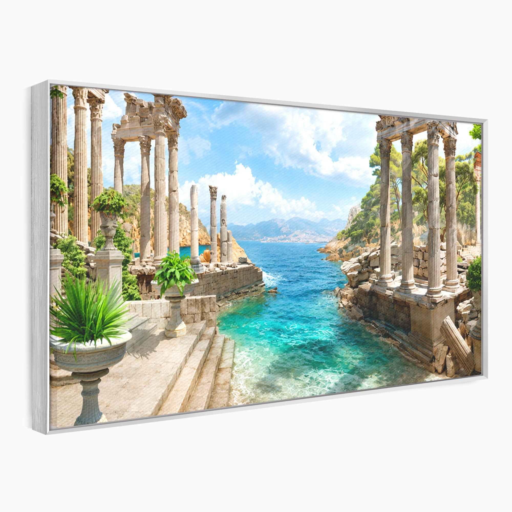 Tablou Canvas Premium LuxCanva® A1743, Ruine Antice La Mare, Ruine, Mare, Peisaj, Istorie, Living, Culori Vibrante