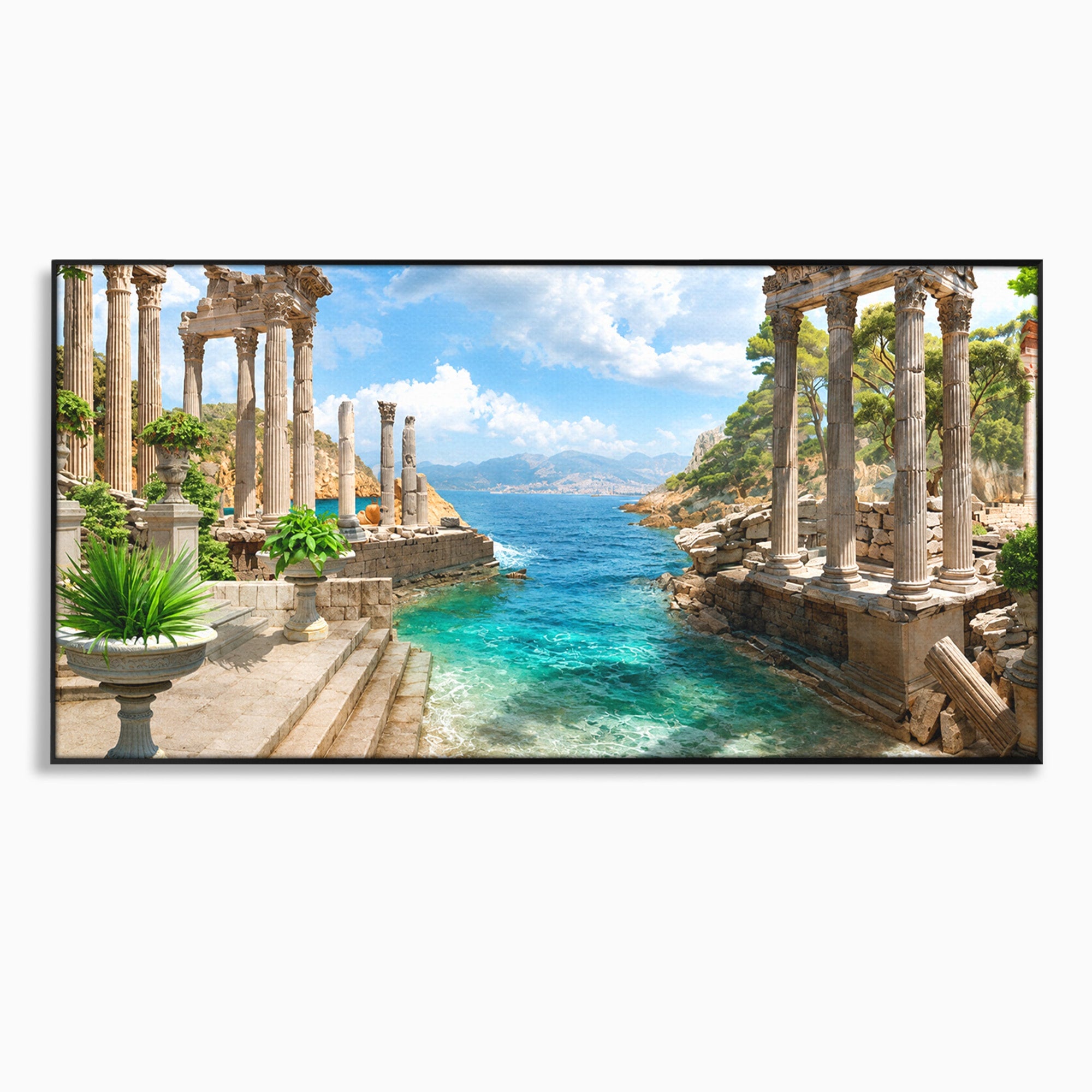 Tablou Canvas Premium LuxCanva® A1743, Ruine Antice La Mare, Ruine, Mare, Peisaj, Istorie, Living, Culori Vibrante