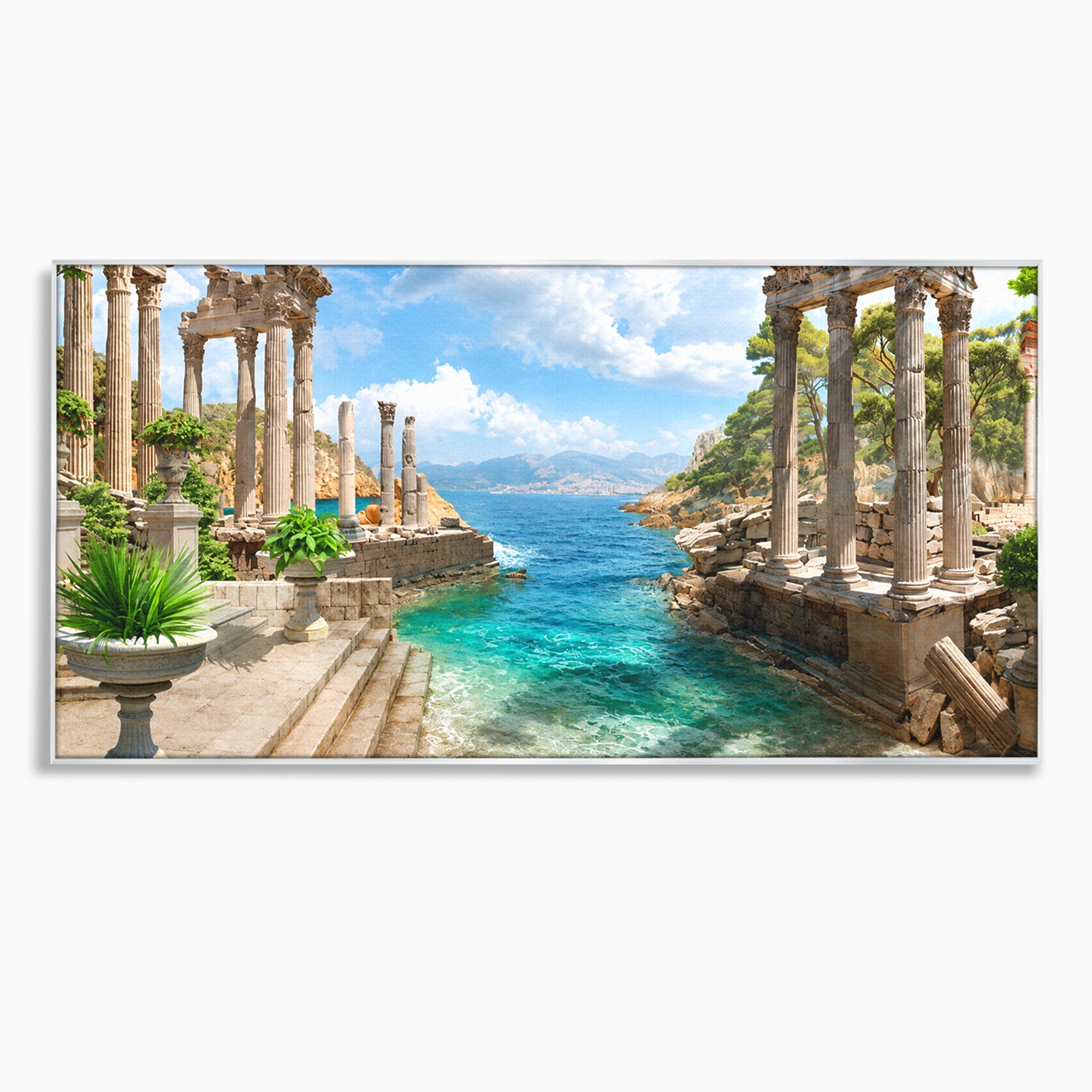 Tablou Canvas Premium LuxCanva® A1743, Ruine Antice La Mare, Ruine, Mare, Peisaj, Istorie, Living, Culori Vibrante