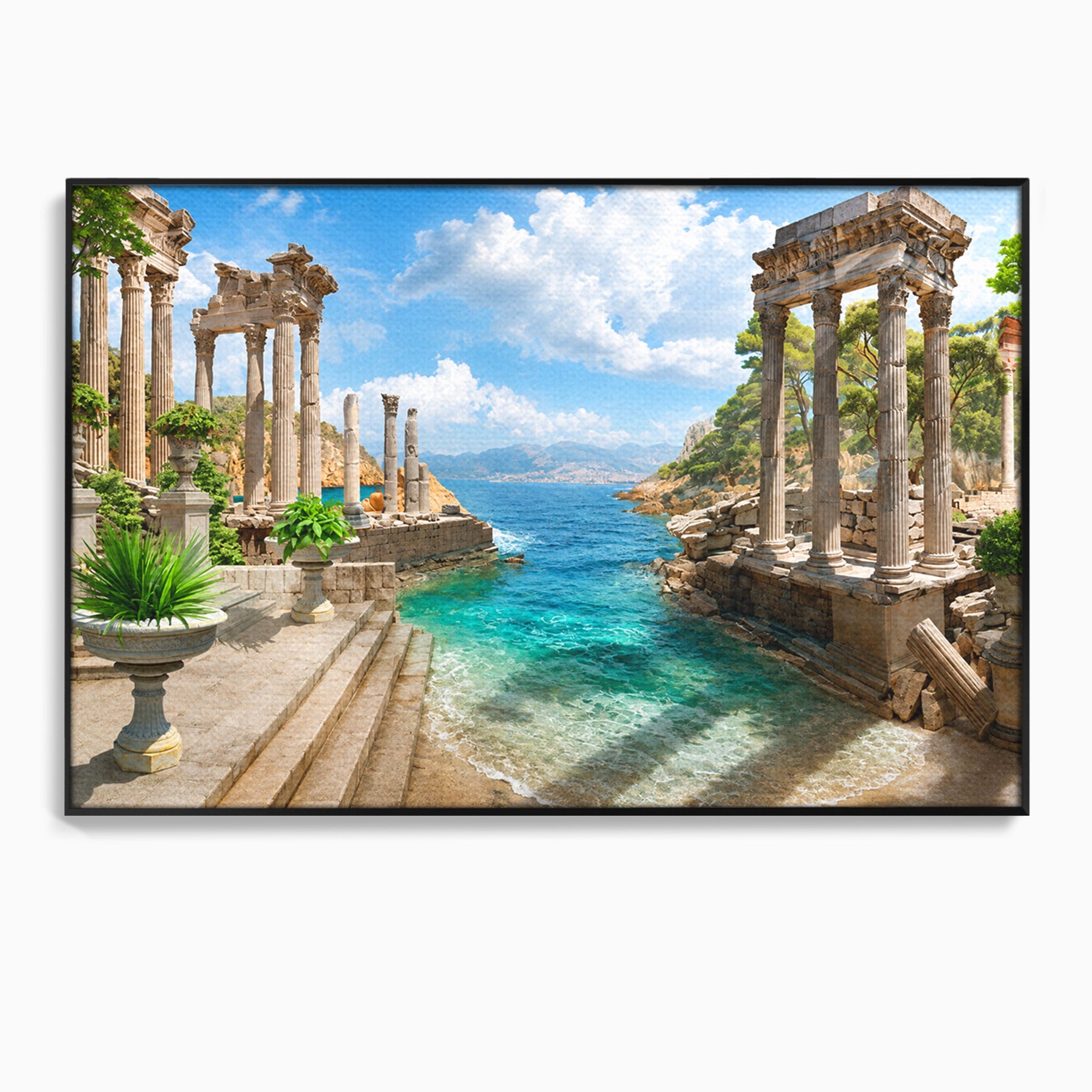 Tablou Canvas Premium LuxCanva® A1743, Ruine Antice La Mare, Ruine, Mare, Peisaj, Istorie, Living, Culori Vibrante