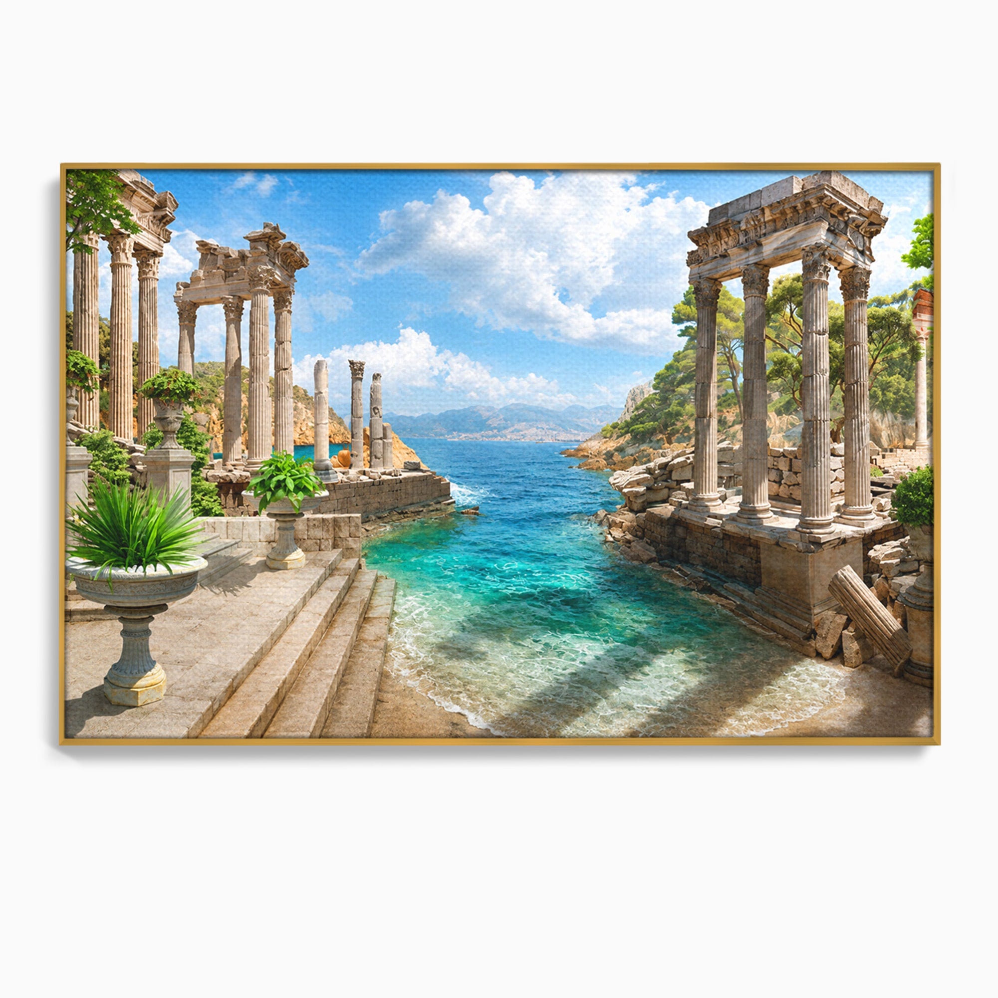 Tablou Canvas Premium LuxCanva® A1743, Ruine Antice La Mare, Ruine, Mare, Peisaj, Istorie, Living, Culori Vibrante