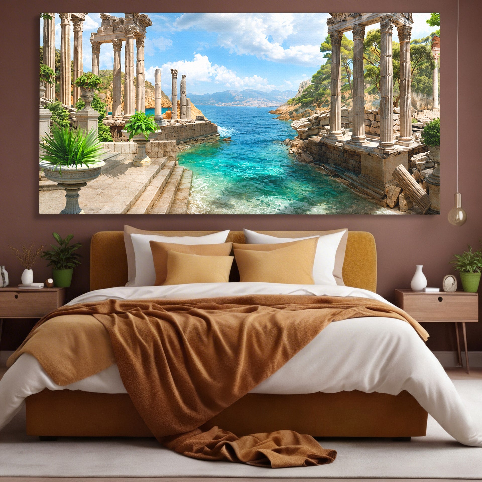 Tablou Canvas Premium LuxCanva® A1743, Ruine Antice La Mare, Ruine, Mare, Peisaj, Istorie, Living, Culori Vibrante