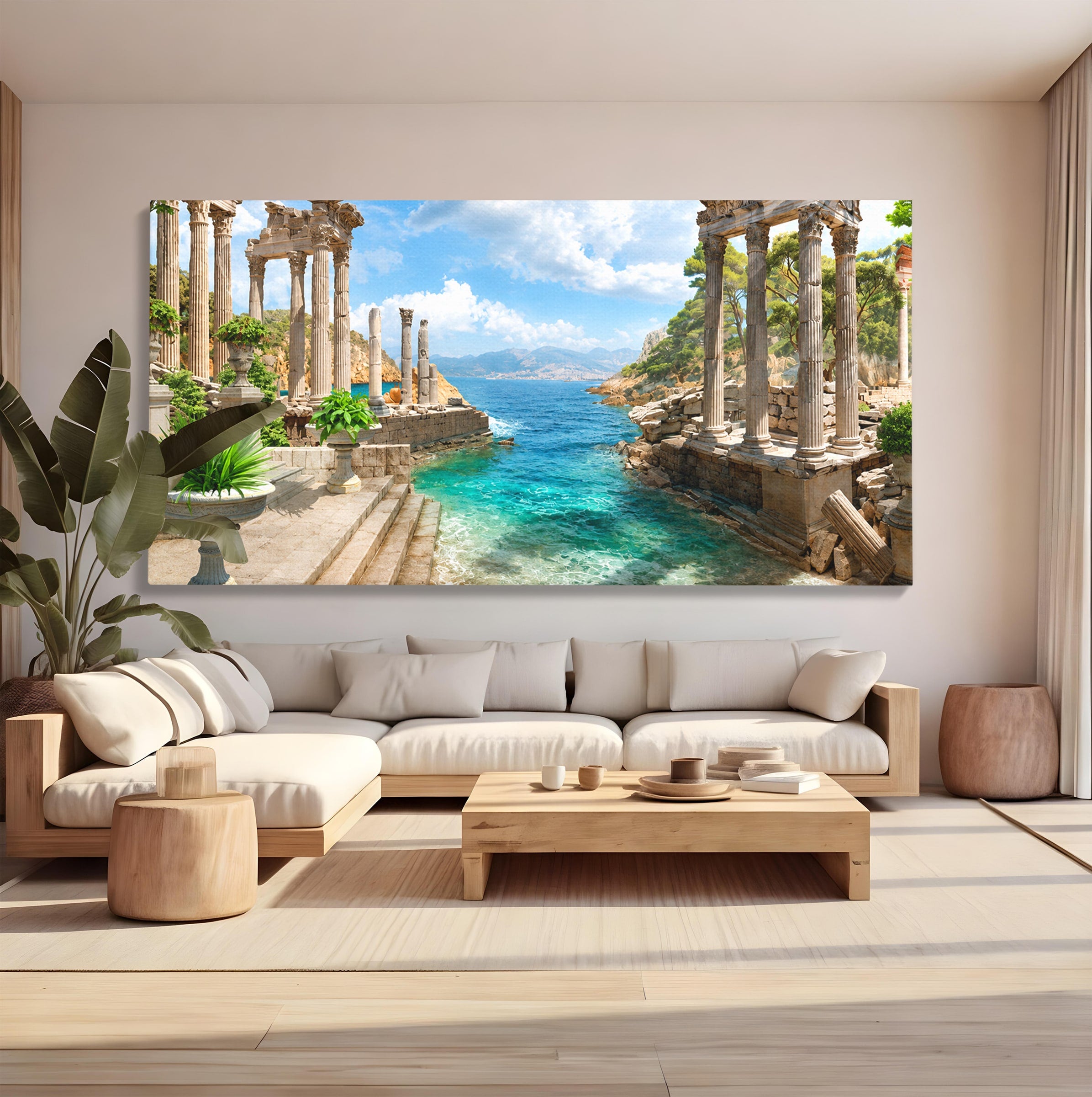 Tablou Canvas Premium LuxCanva® A1743, Ruine Antice La Mare, Ruine, Mare, Peisaj, Istorie, Living, Culori Vibrante