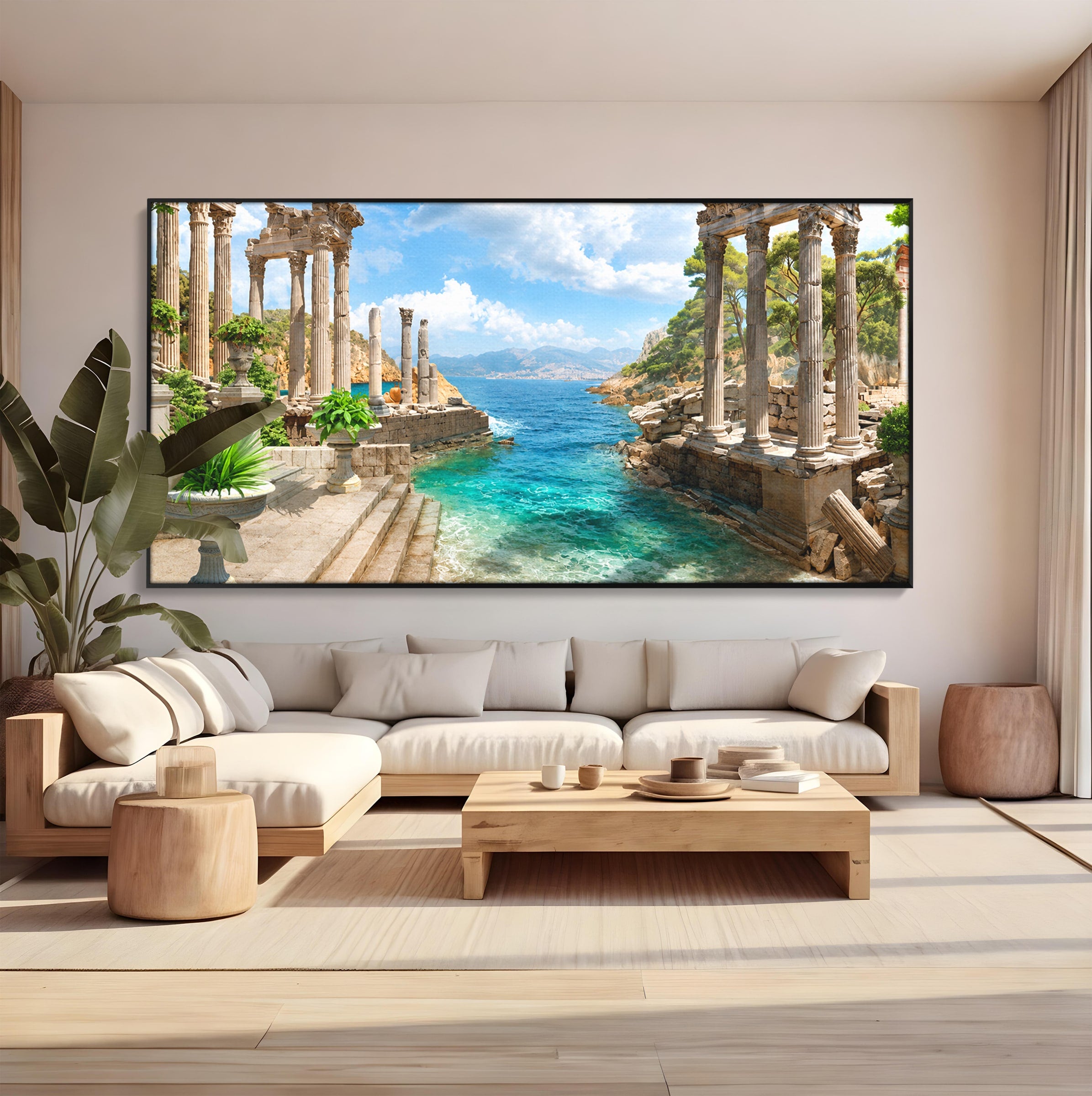 Tablou Canvas Premium LuxCanva® A1743, Ruine Antice La Mare, Ruine, Mare, Peisaj, Istorie, Living, Culori Vibrante