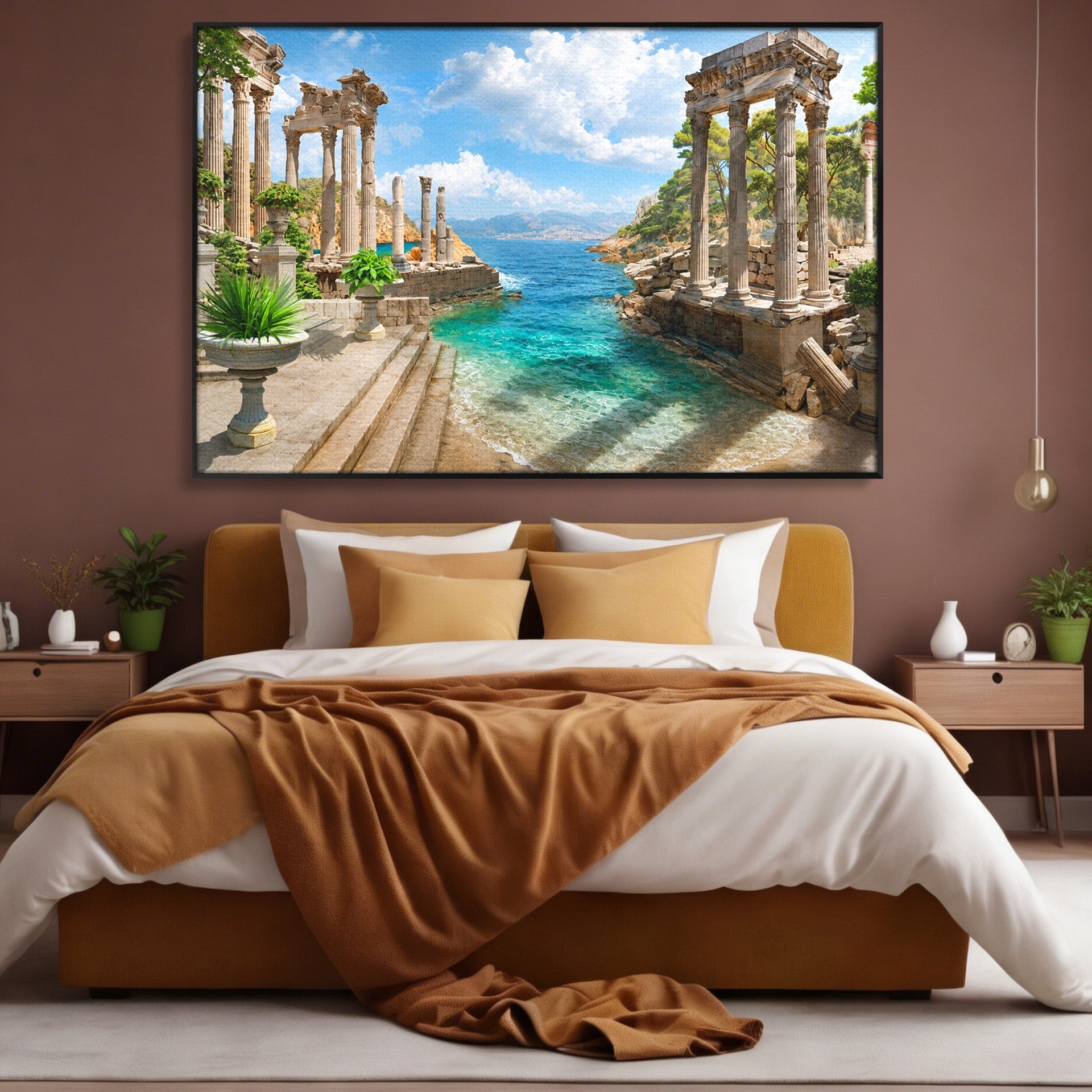 Tablou Canvas Premium LuxCanva® A1743, Ruine Antice La Mare, Ruine, Mare, Peisaj, Istorie, Living, Culori Vibrante