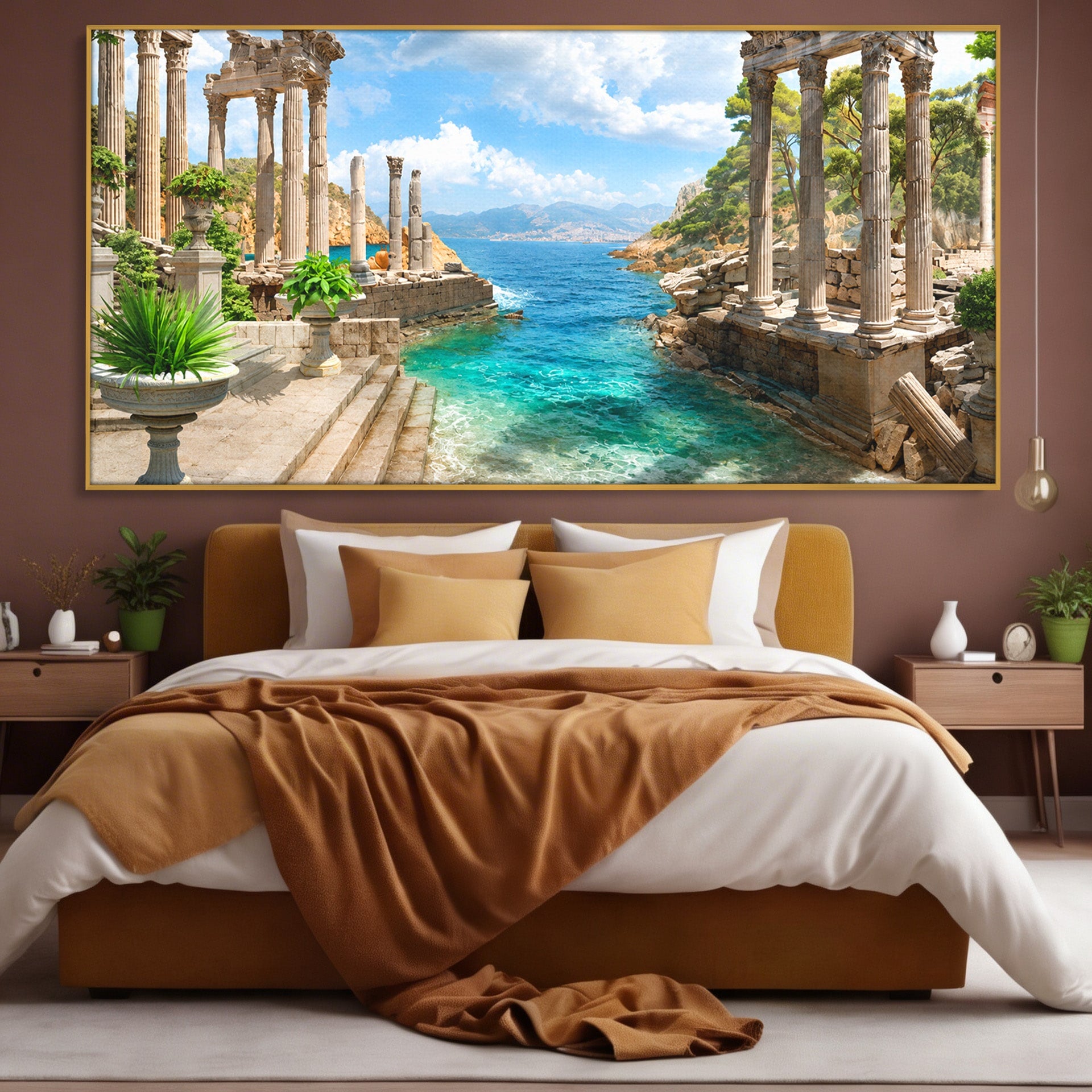 Tablou Canvas Premium LuxCanva® A1743, Ruine Antice La Mare, Ruine, Mare, Peisaj, Istorie, Living, Culori Vibrante
