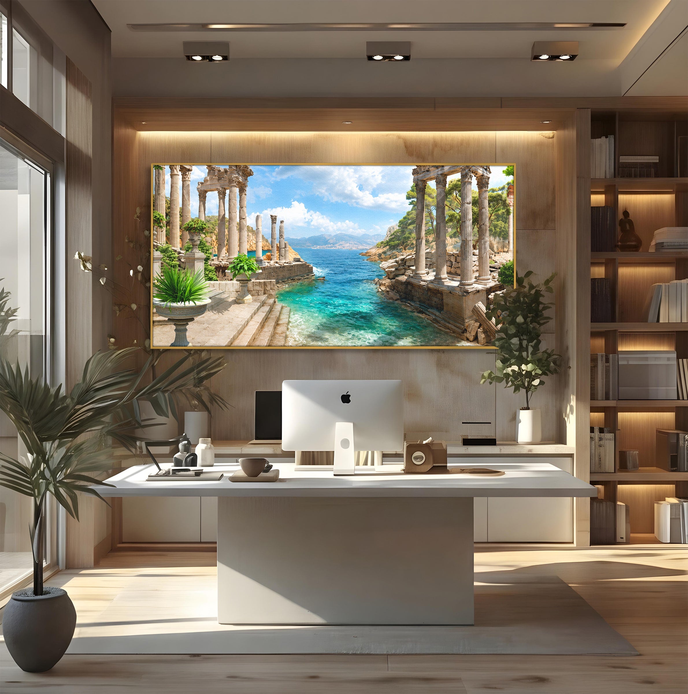 Tablou Canvas Premium LuxCanva® A1743, Ruine Antice La Mare, Ruine, Mare, Peisaj, Istorie, Living, Culori Vibrante