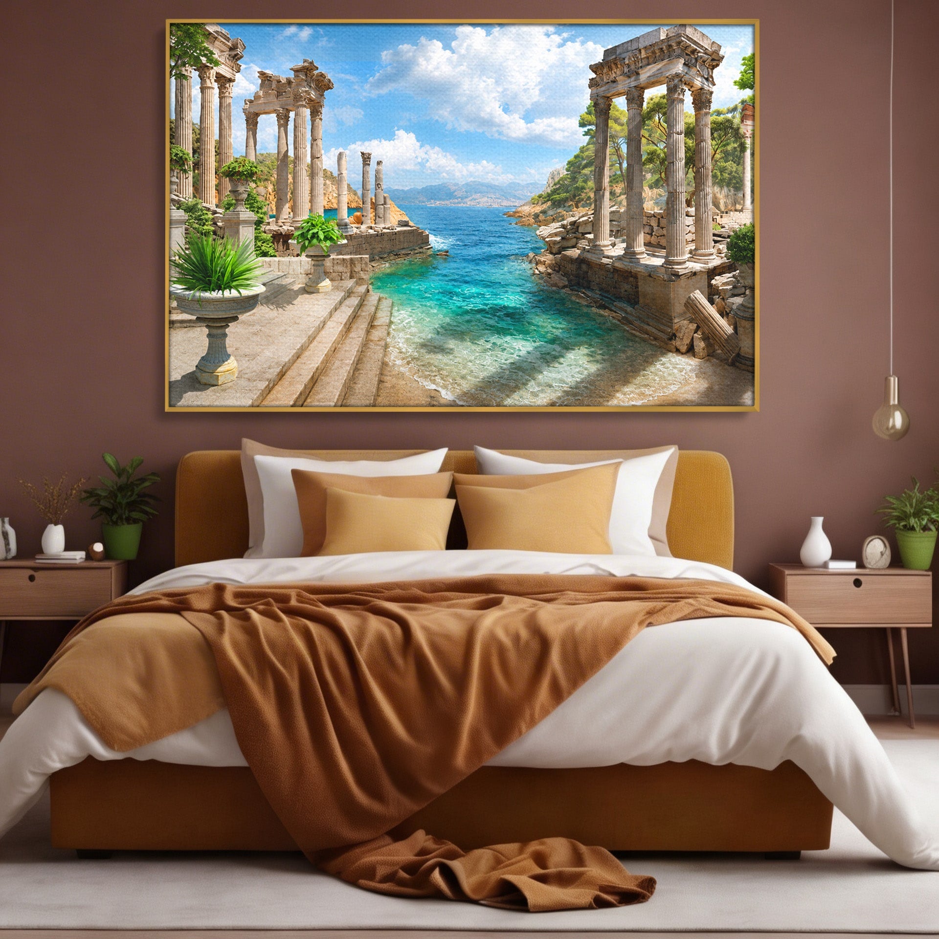 Tablou Canvas Premium LuxCanva® A1743, Ruine Antice La Mare, Ruine, Mare, Peisaj, Istorie, Living, Culori Vibrante