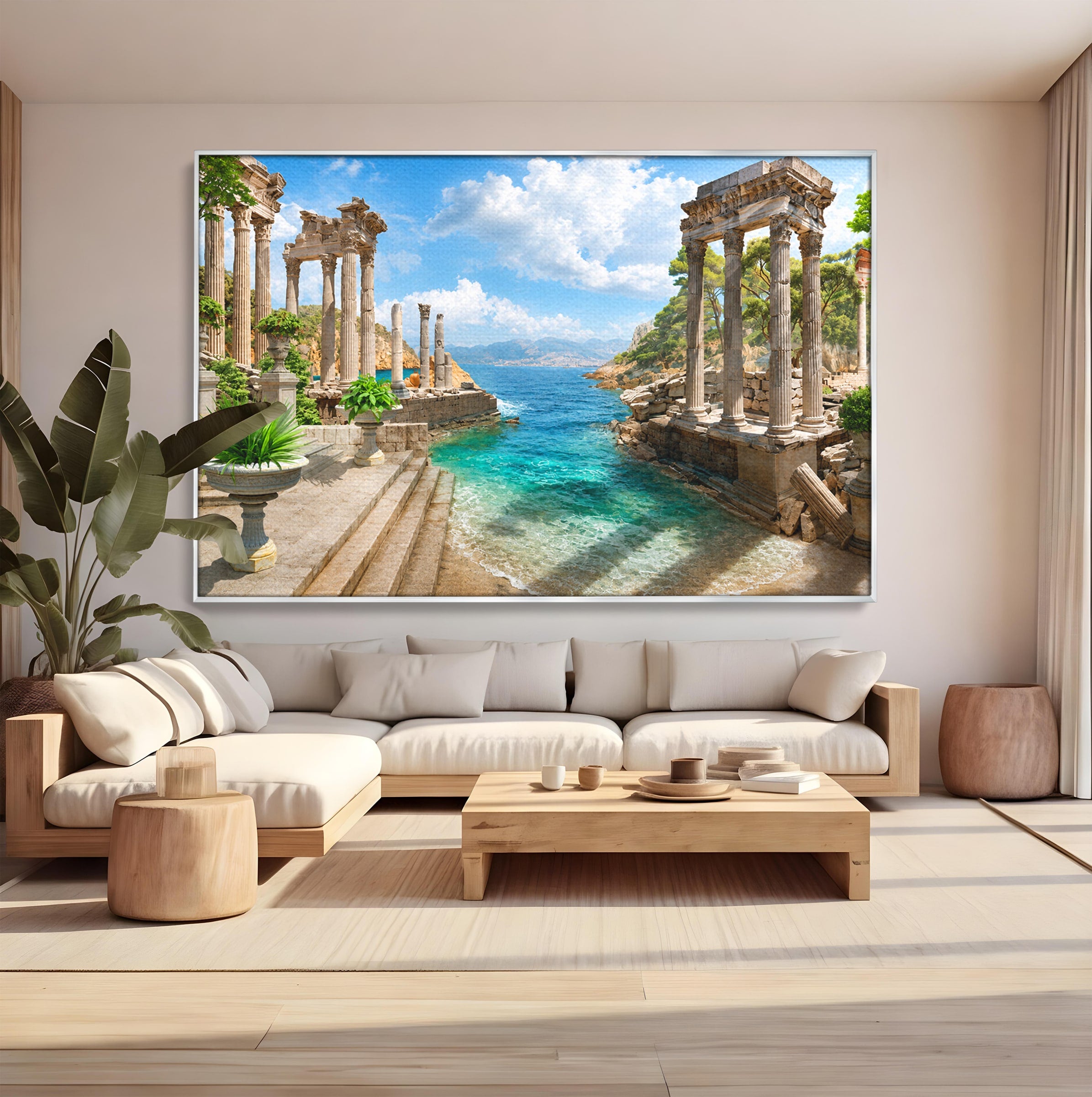 Tablou Canvas Premium LuxCanva® A1743, Ruine Antice La Mare, Ruine, Mare, Peisaj, Istorie, Living, Culori Vibrante