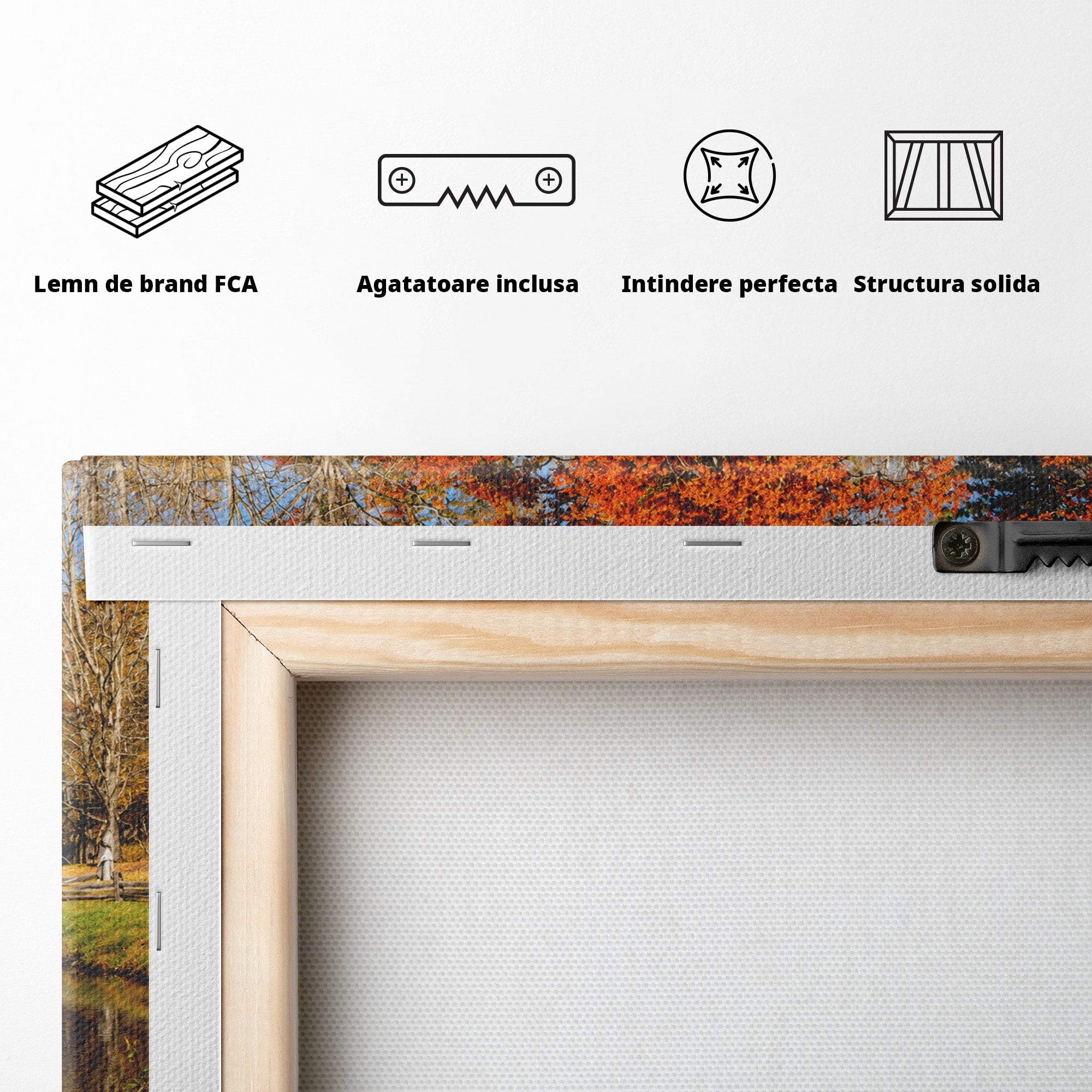Tablou Canvas Premium LuxCanva® A1744, Moara De Toamna, Moara, Toamna, Natura, Reflexie, Living, Culori Vibrante