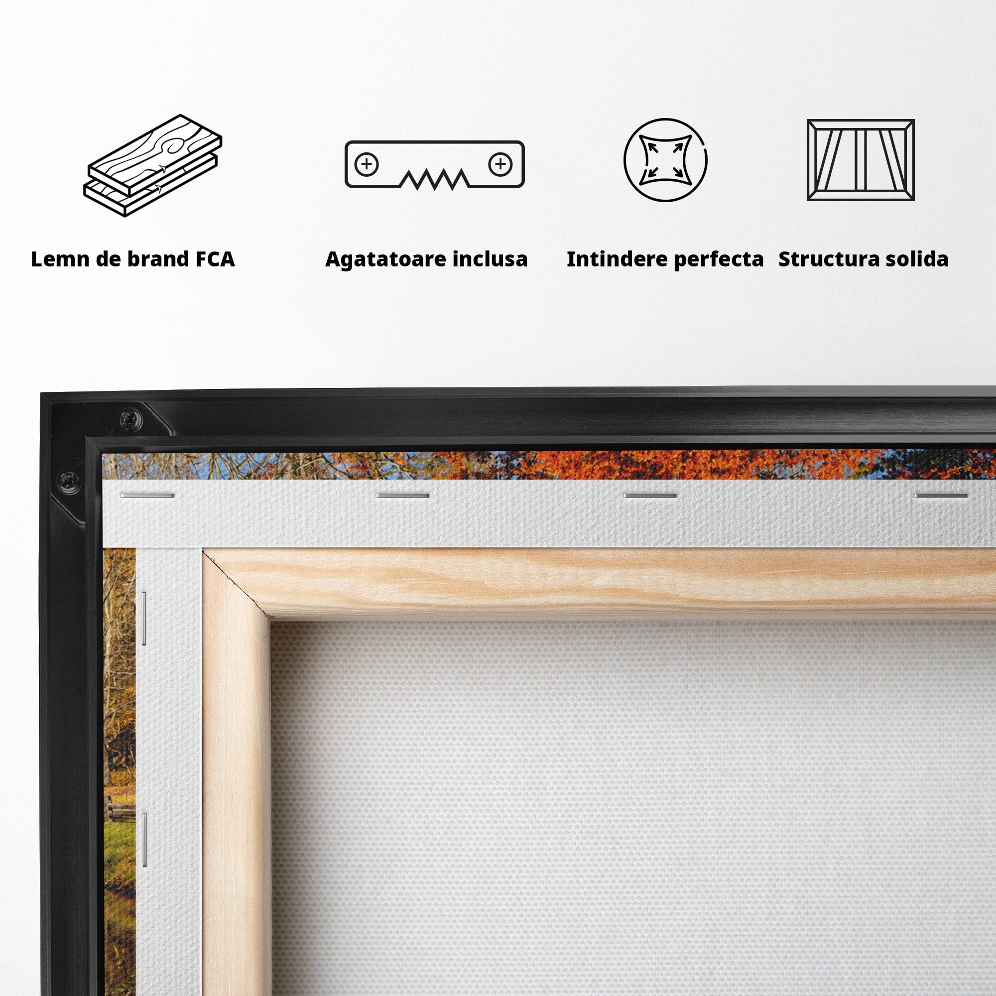 Tablou Canvas Premium LuxCanva® A1744, Moara De Toamna, Moara, Toamna, Natura, Reflexie, Living, Culori Vibrante