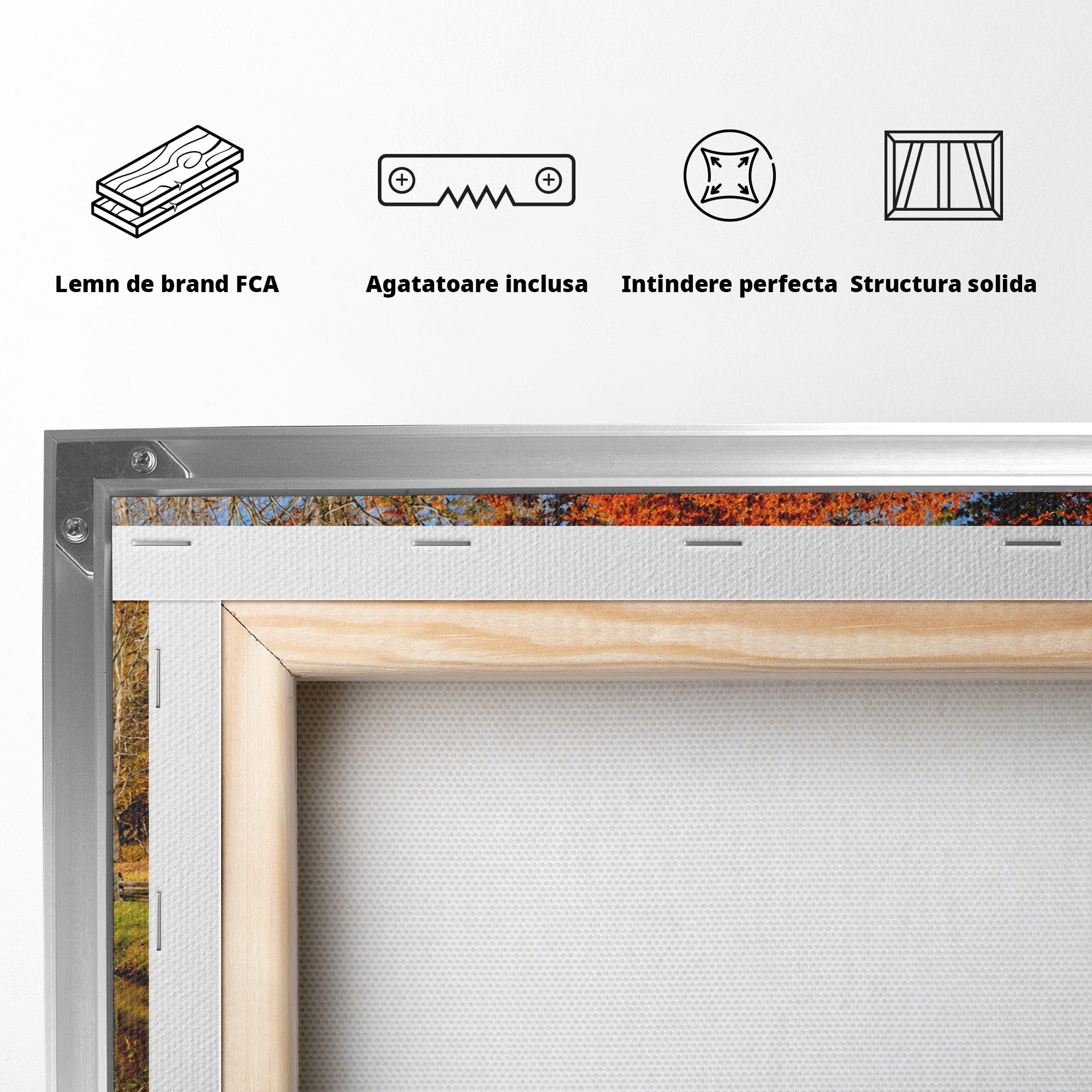 Tablou Canvas Premium LuxCanva® A1744, Moara De Toamna, Moara, Toamna, Natura, Reflexie, Living, Culori Vibrante