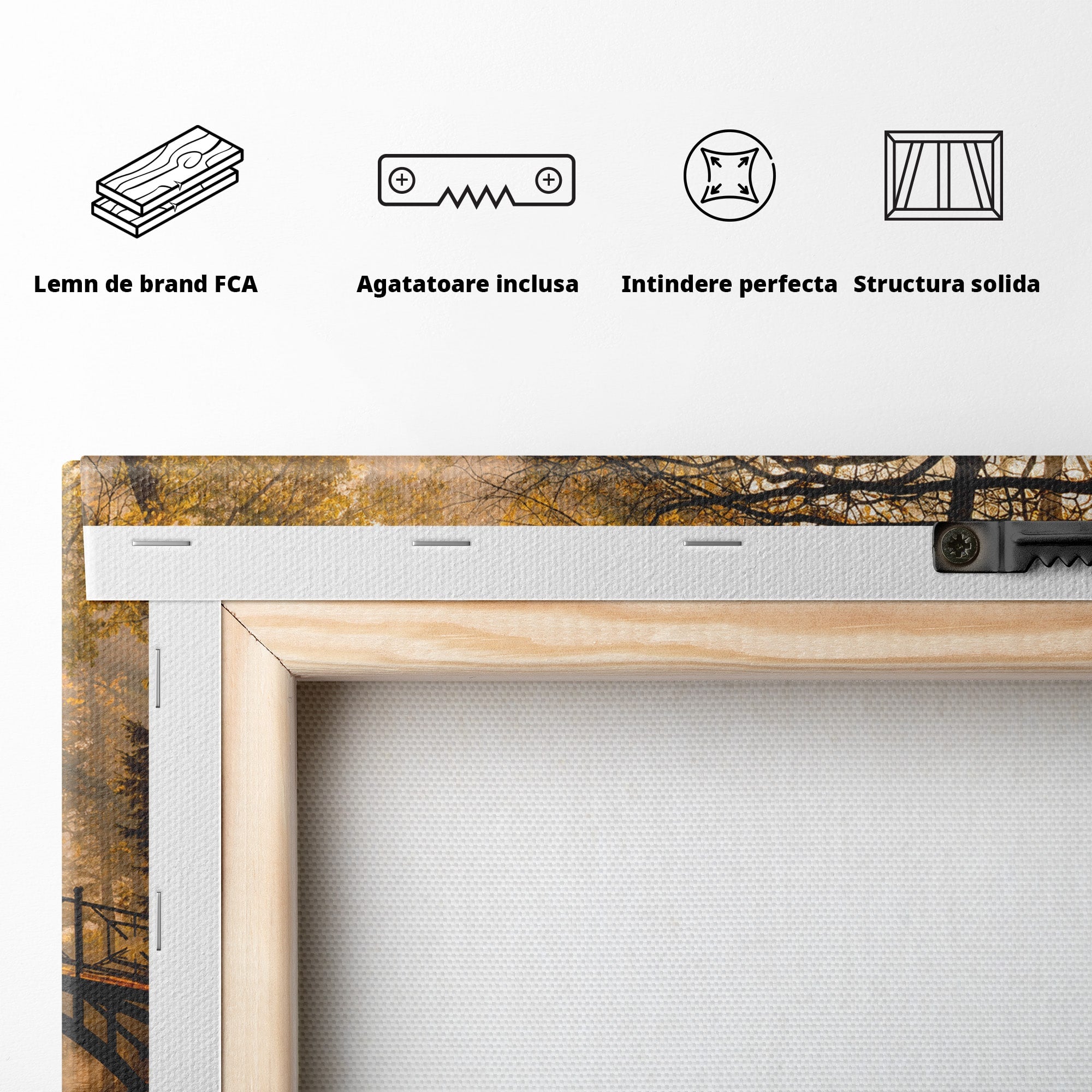 Tablou Canvas Premium LuxCanva® A1746, Pod Peste Râu In Padure, Pod, Rau, Padure, Peisaj, Toamna, Living, Dormitor, Culori Vibrante