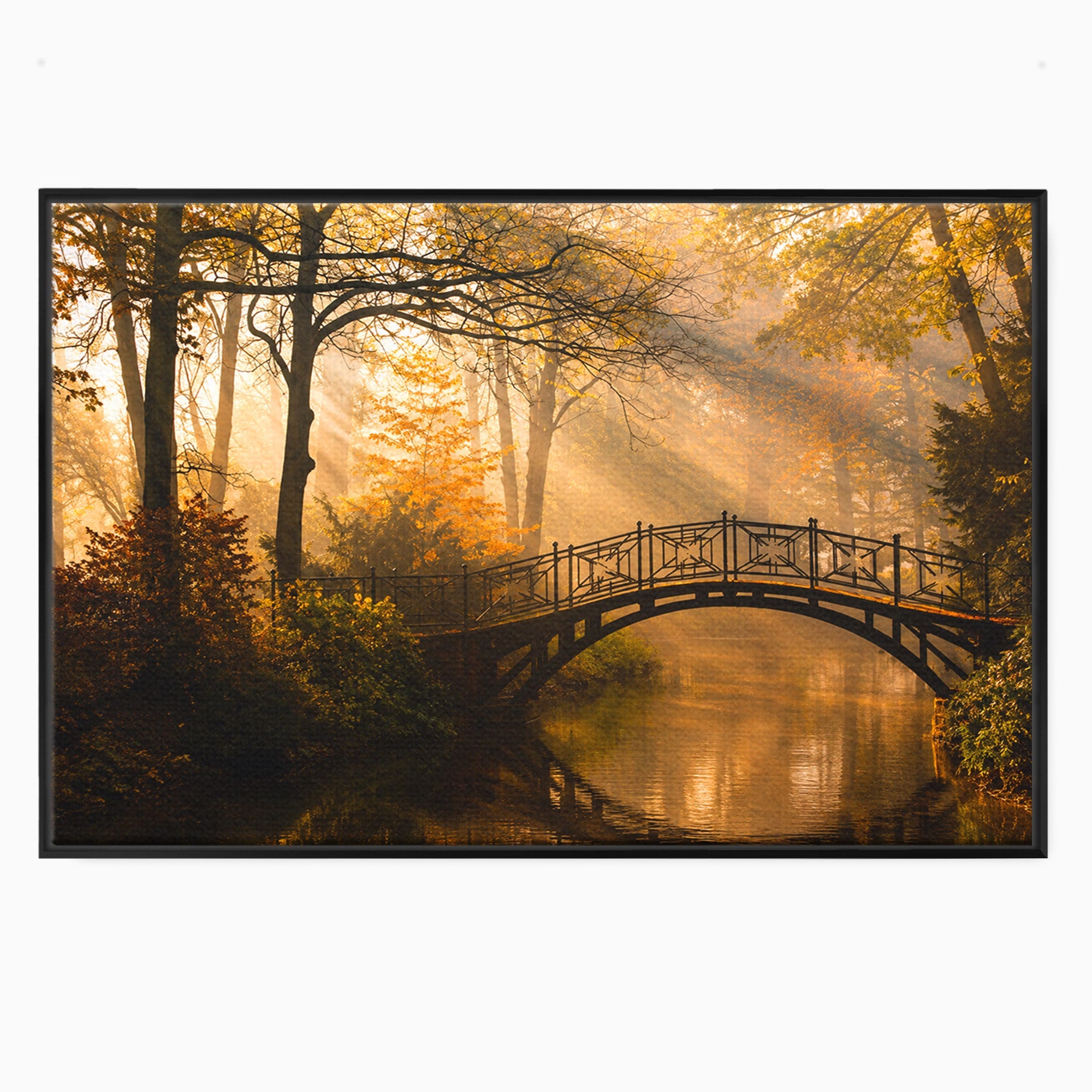 Tablou Canvas Premium LuxCanva® A1746, Pod Peste Râu In Padure, Pod, Rau, Padure, Peisaj, Toamna, Living, Dormitor, Culori Vibrante