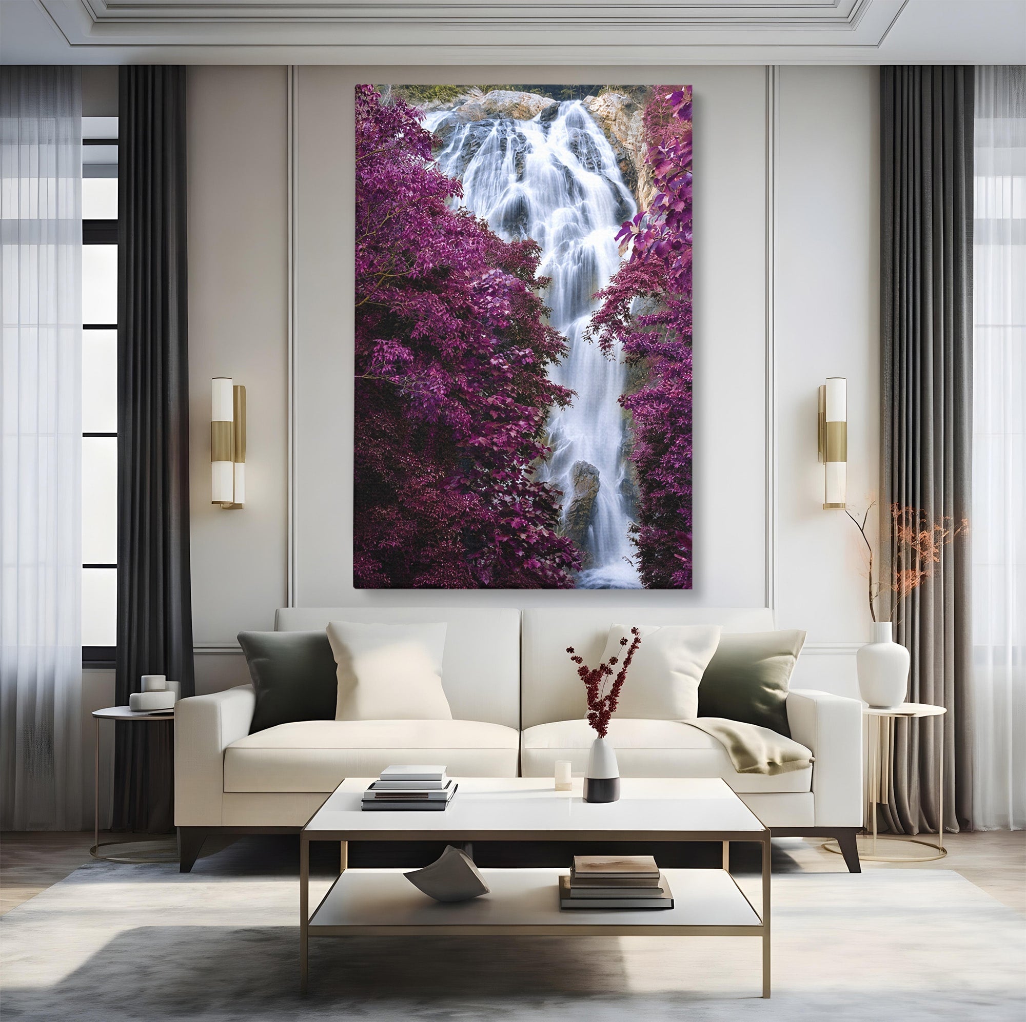 Tablou Canvas Premium LuxCanva® A1747, Cascada Magica, Cascada, Natura, Relaxa, Padure, Living, Culori Vibrante