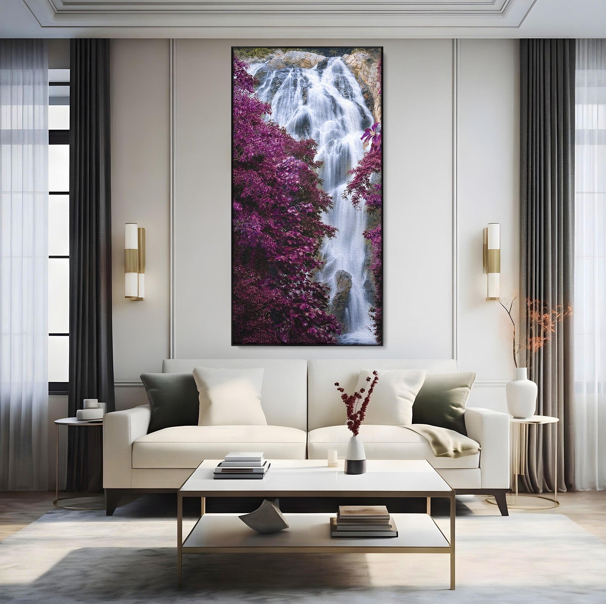Tablou Canvas Premium LuxCanva® A1747, Cascada Magica, Cascada, Natura, Relaxa, Padure, Living, Culori Vibrante