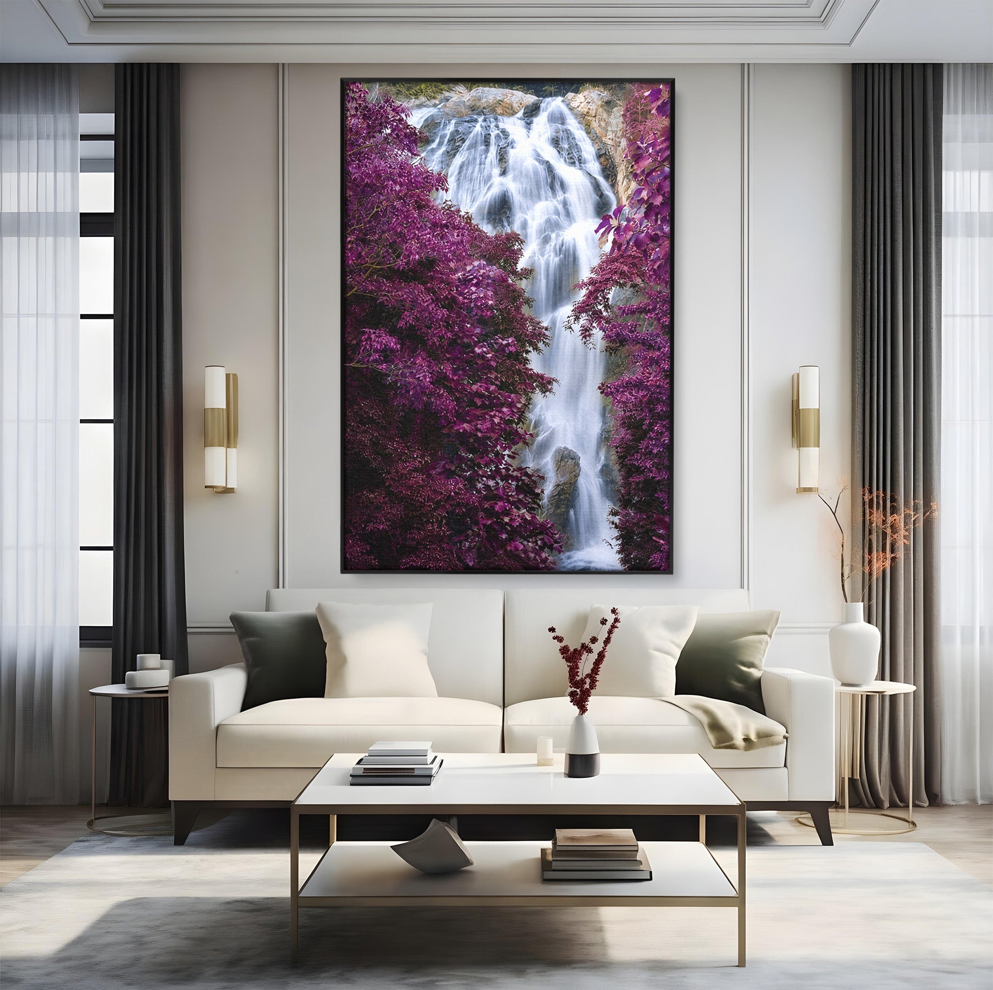 Tablou Canvas Premium LuxCanva® A1747, Cascada Magica, Cascada, Natura, Relaxa, Padure, Living, Culori Vibrante