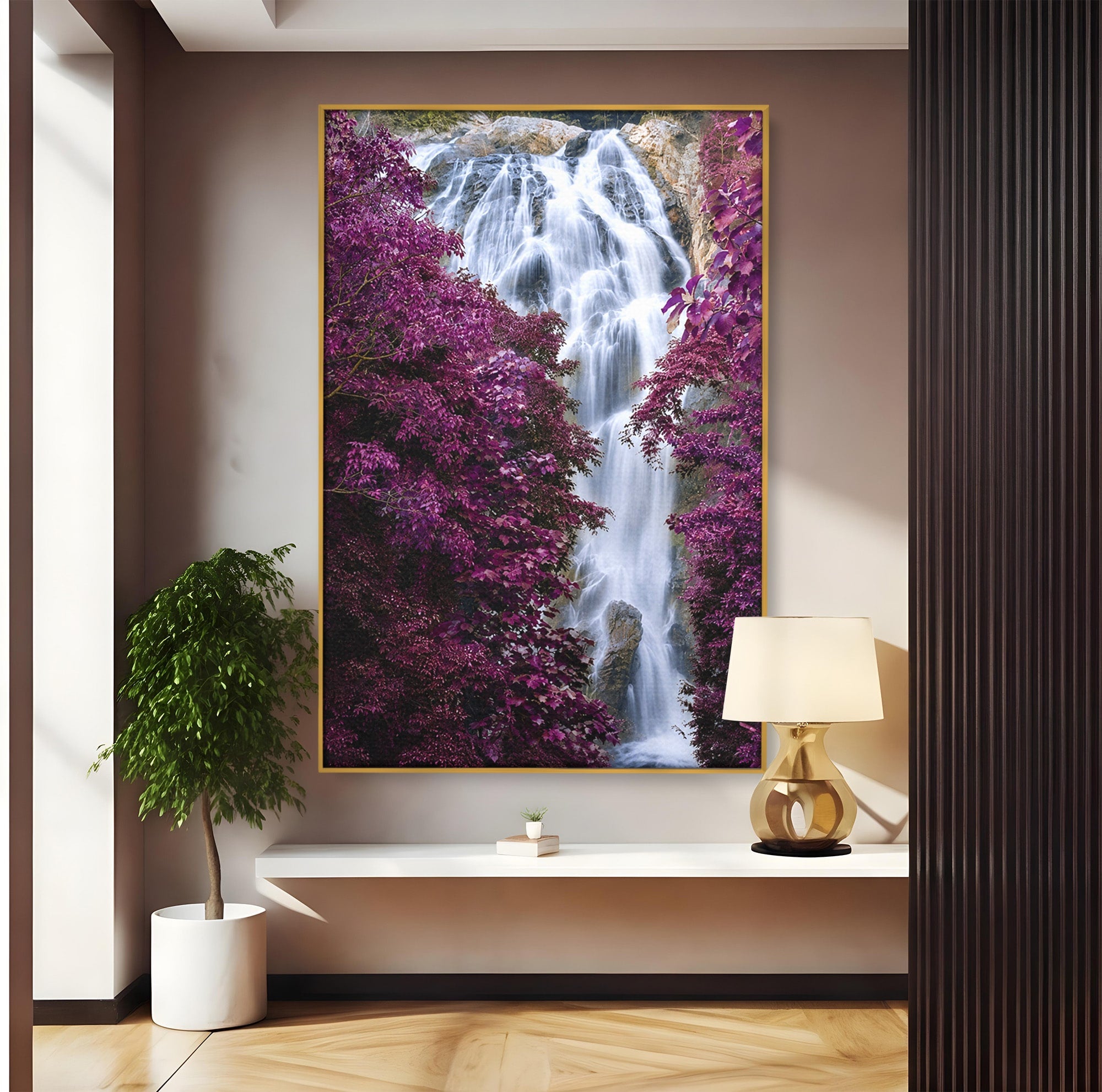 Tablou Canvas Premium LuxCanva® A1747, Cascada Magica, Cascada, Natura, Relaxa, Padure, Living, Culori Vibrante
