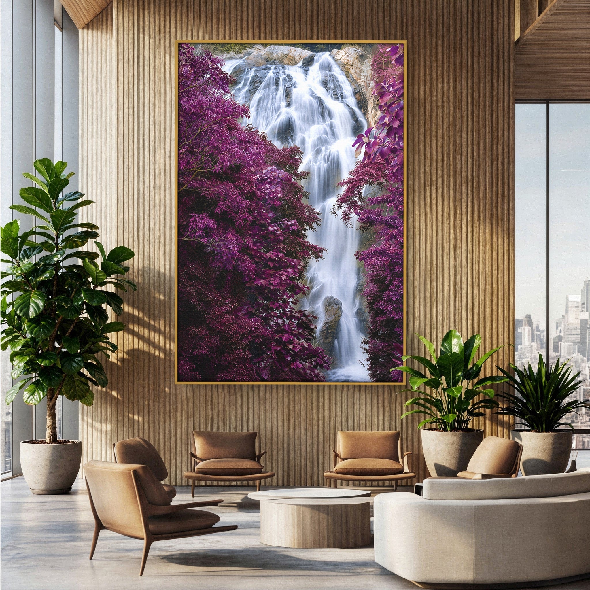 Tablou Canvas Premium LuxCanva® A1747, Cascada Magica, Cascada, Natura, Relaxa, Padure, Living, Culori Vibrante