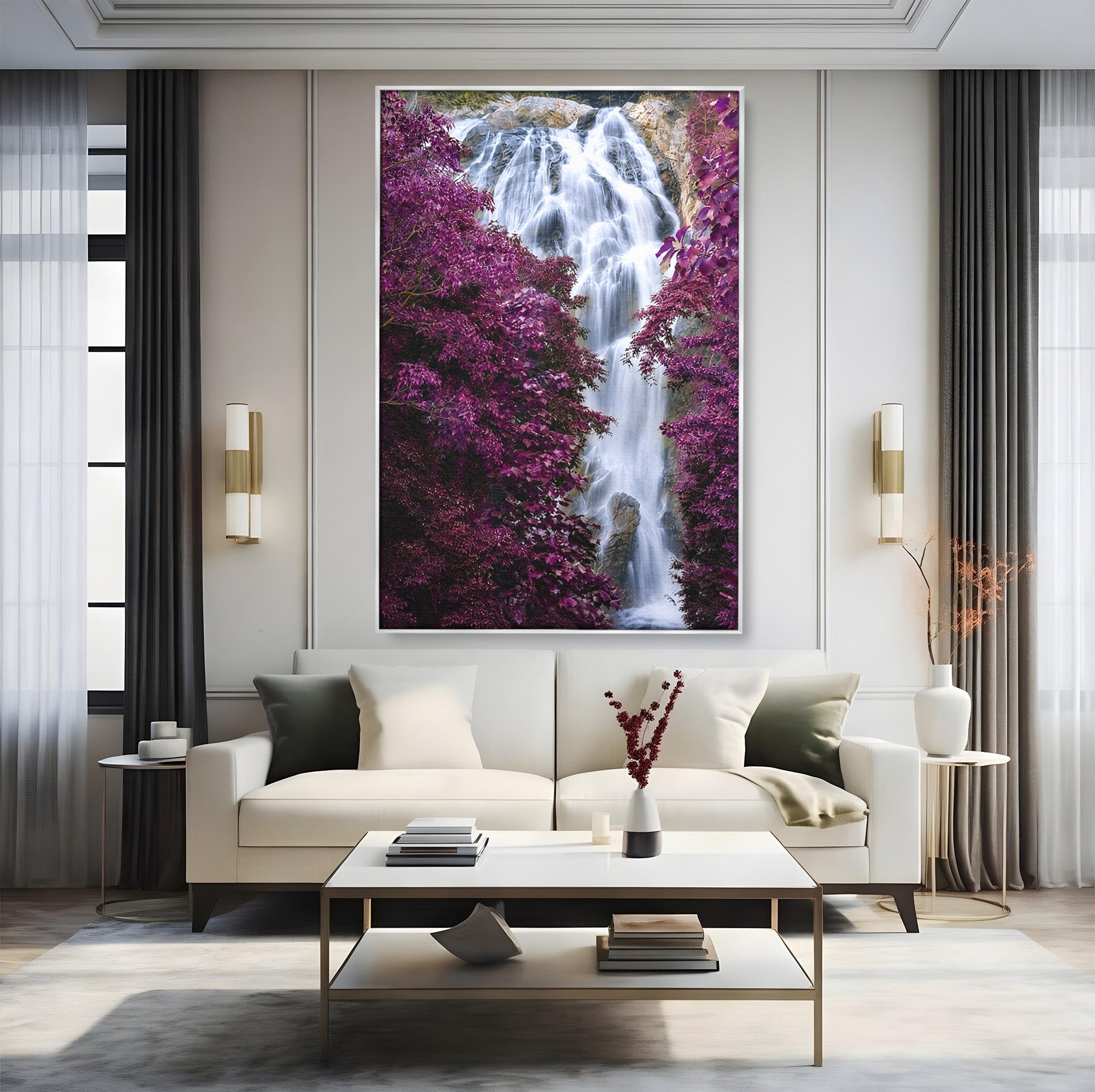 Tablou Canvas Premium LuxCanva® A1747, Cascada Magica, Cascada, Natura, Relaxa, Padure, Living, Culori Vibrante