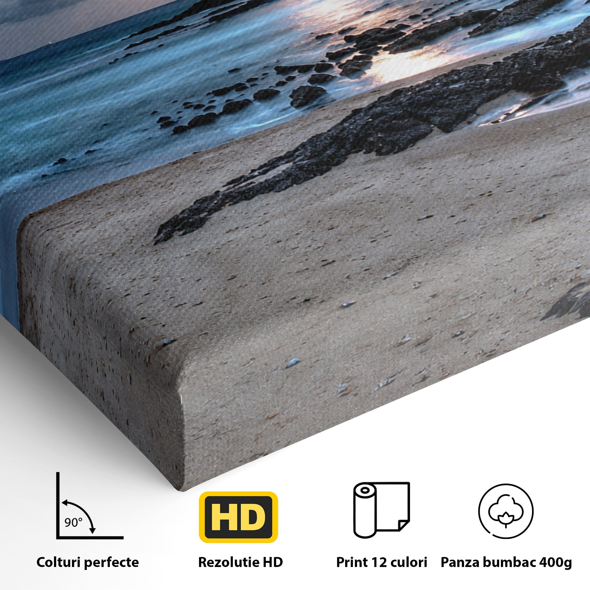 Tablou Canvas Premium LuxCanva® A1748, Peisaj Marin Nocturn, Peisaj, Mare, Noapte, Natura, Apus, Living, Dormitor, Culori Vibrante