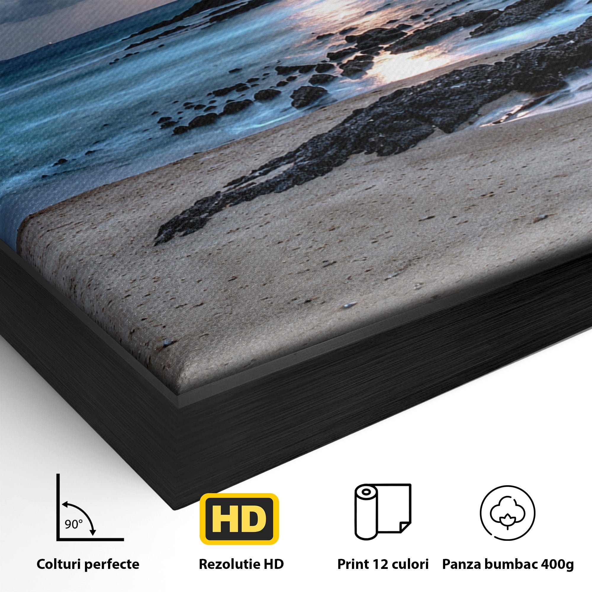 Tablou Canvas Premium LuxCanva® A1748, Peisaj Marin Nocturn, Peisaj, Mare, Noapte, Natura, Apus, Living, Dormitor, Culori Vibrante