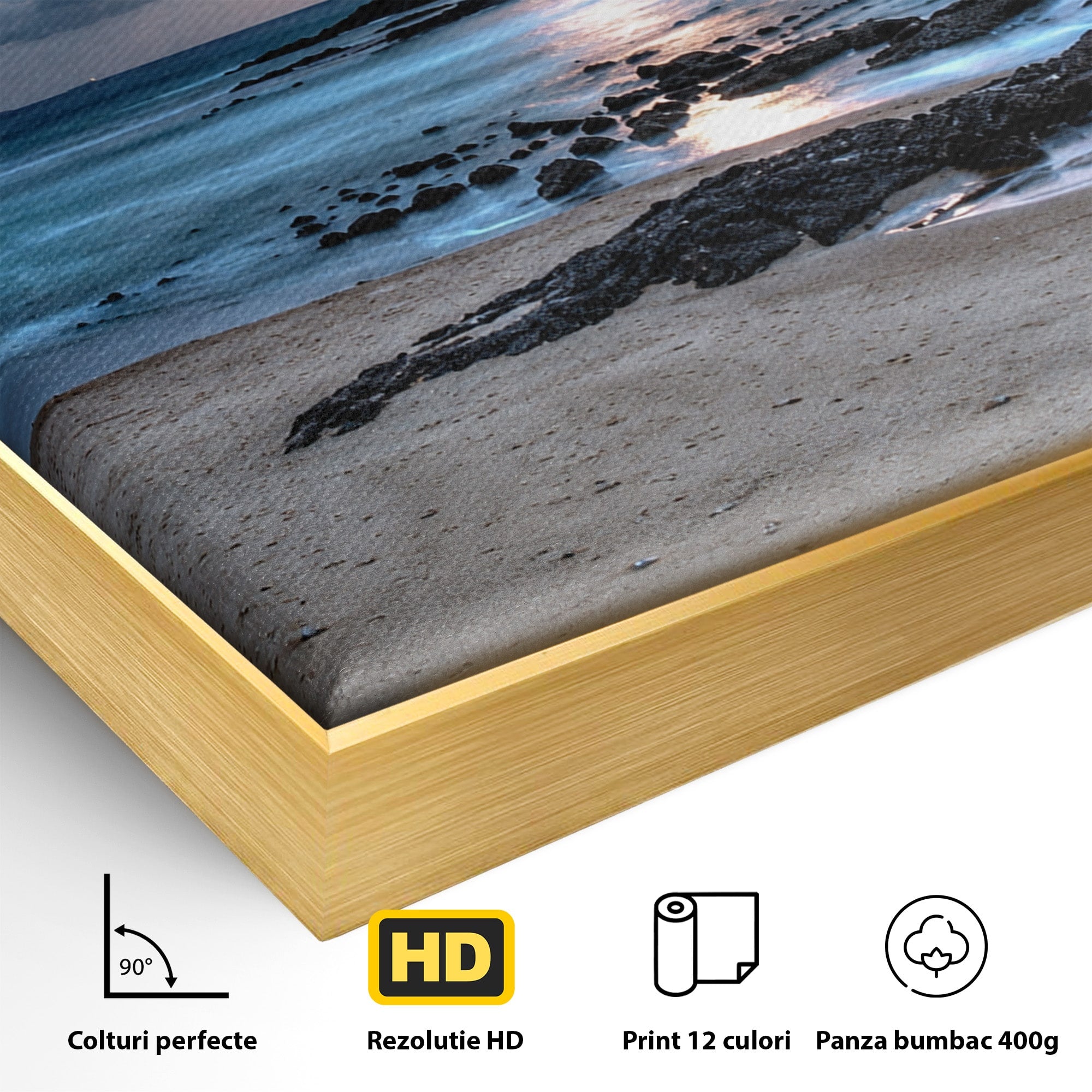 Tablou Canvas Premium LuxCanva® A1748, Peisaj Marin Nocturn, Peisaj, Mare, Noapte, Natura, Apus, Living, Dormitor, Culori Vibrante