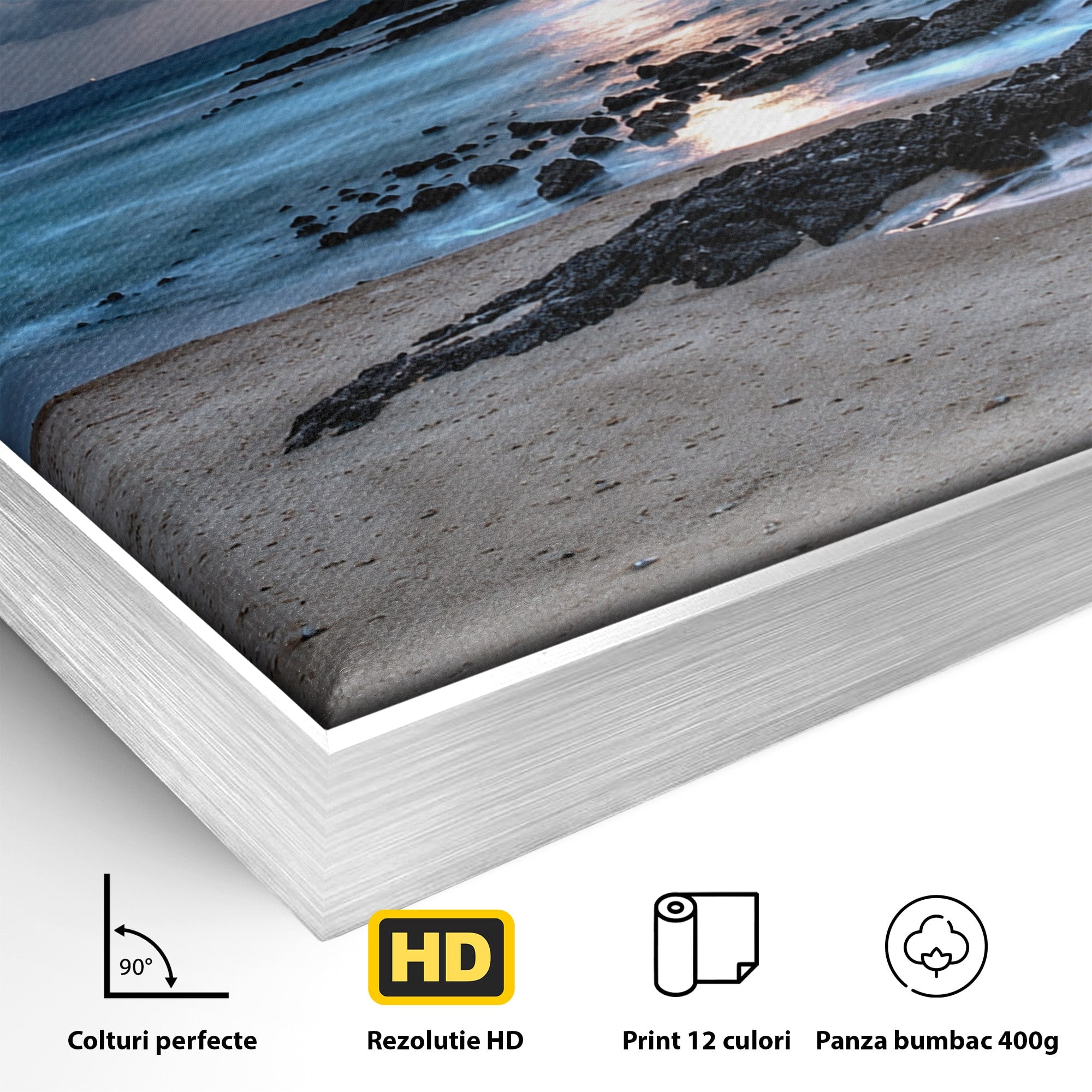 Tablou Canvas Premium LuxCanva® A1748, Peisaj Marin Nocturn, Peisaj, Mare, Noapte, Natura, Apus, Living, Dormitor, Culori Vibrante
