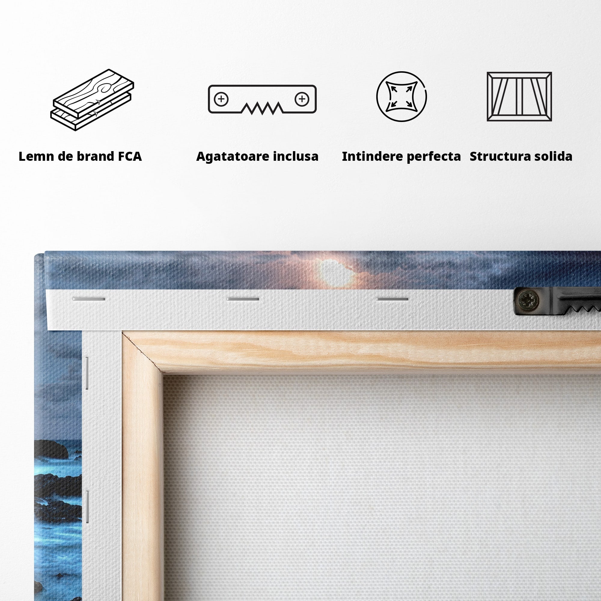 Tablou Canvas Premium LuxCanva® A1748, Peisaj Marin Nocturn, Peisaj, Mare, Noapte, Natura, Apus, Living, Dormitor, Culori Vibrante