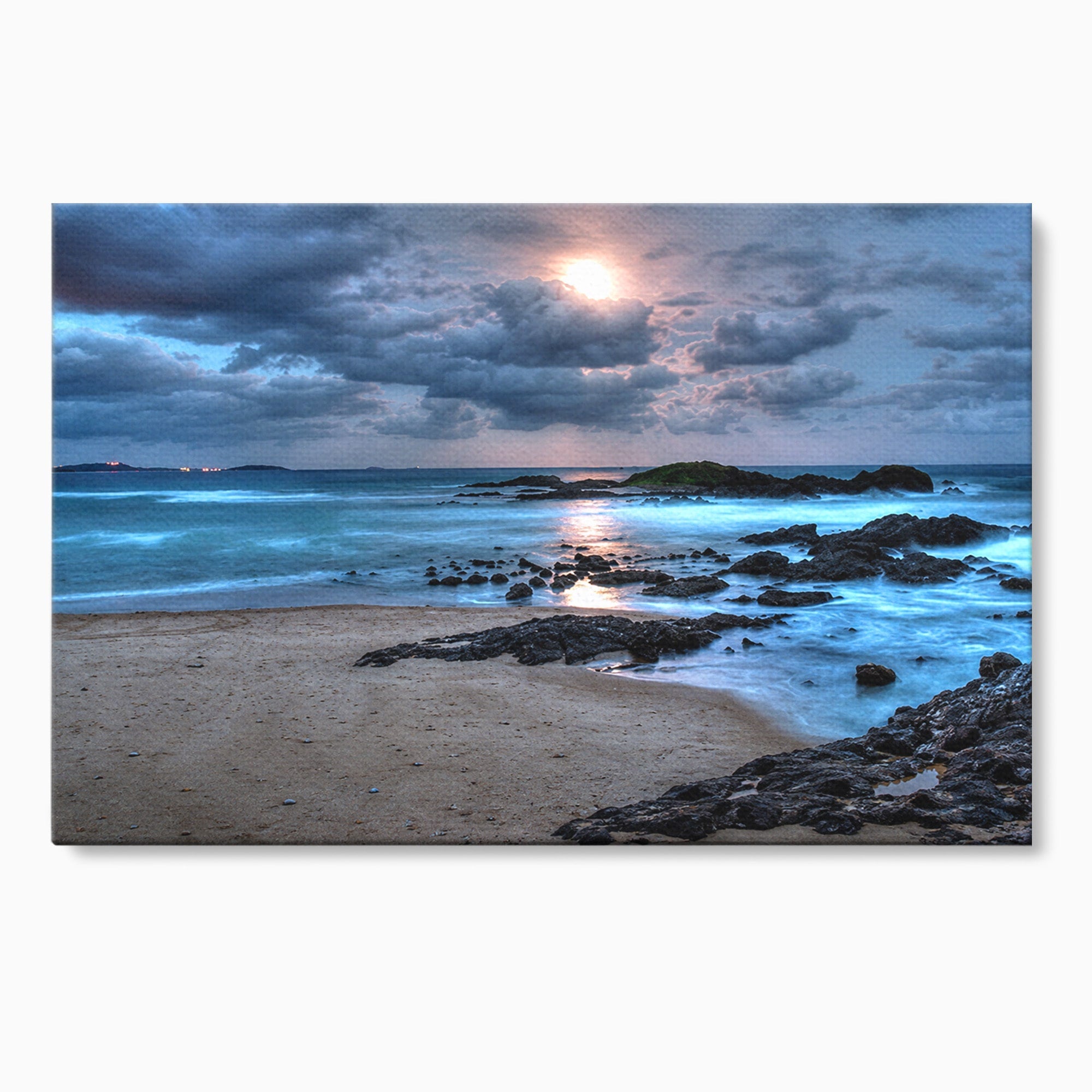 Tablou Canvas Premium LuxCanva® A1748, Peisaj Marin Nocturn, Peisaj, Mare, Noapte, Natura, Apus, Living, Dormitor, Culori Vibrante