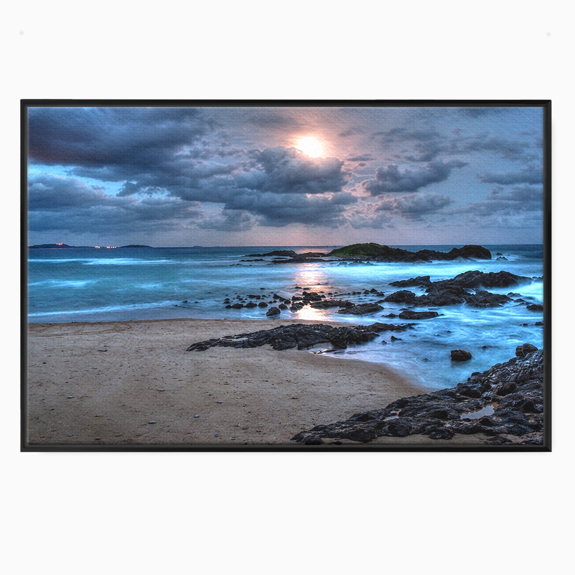 Tablou Canvas Premium LuxCanva® A1748, Peisaj Marin Nocturn, Peisaj, Mare, Noapte, Natura, Apus, Living, Dormitor, Culori Vibrante
