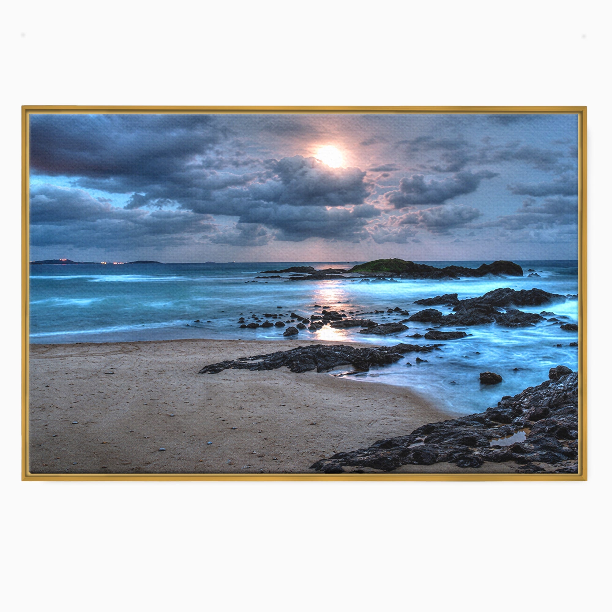 Tablou Canvas Premium LuxCanva® A1748, Peisaj Marin Nocturn, Peisaj, Mare, Noapte, Natura, Apus, Living, Dormitor, Culori Vibrante