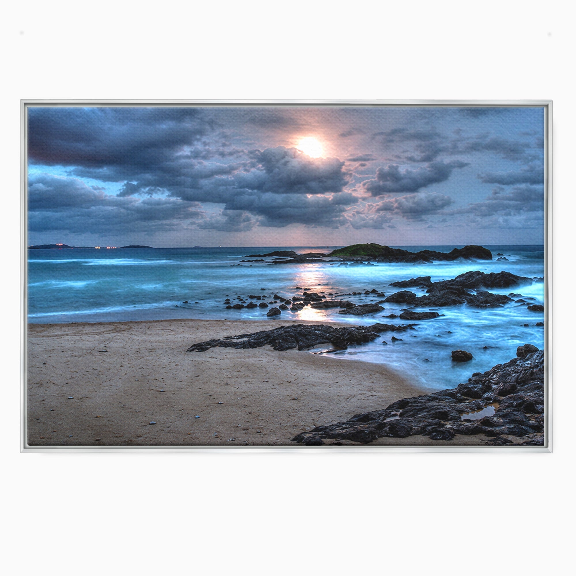 Tablou Canvas Premium LuxCanva® A1748, Peisaj Marin Nocturn, Peisaj, Mare, Noapte, Natura, Apus, Living, Dormitor, Culori Vibrante