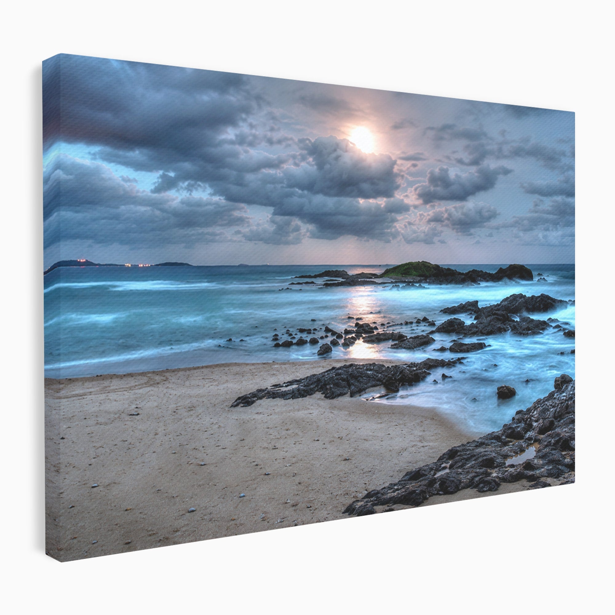 Tablou Canvas Premium LuxCanva® A1748, Peisaj Marin Nocturn, Peisaj, Mare, Noapte, Natura, Apus, Living, Dormitor, Culori Vibrante