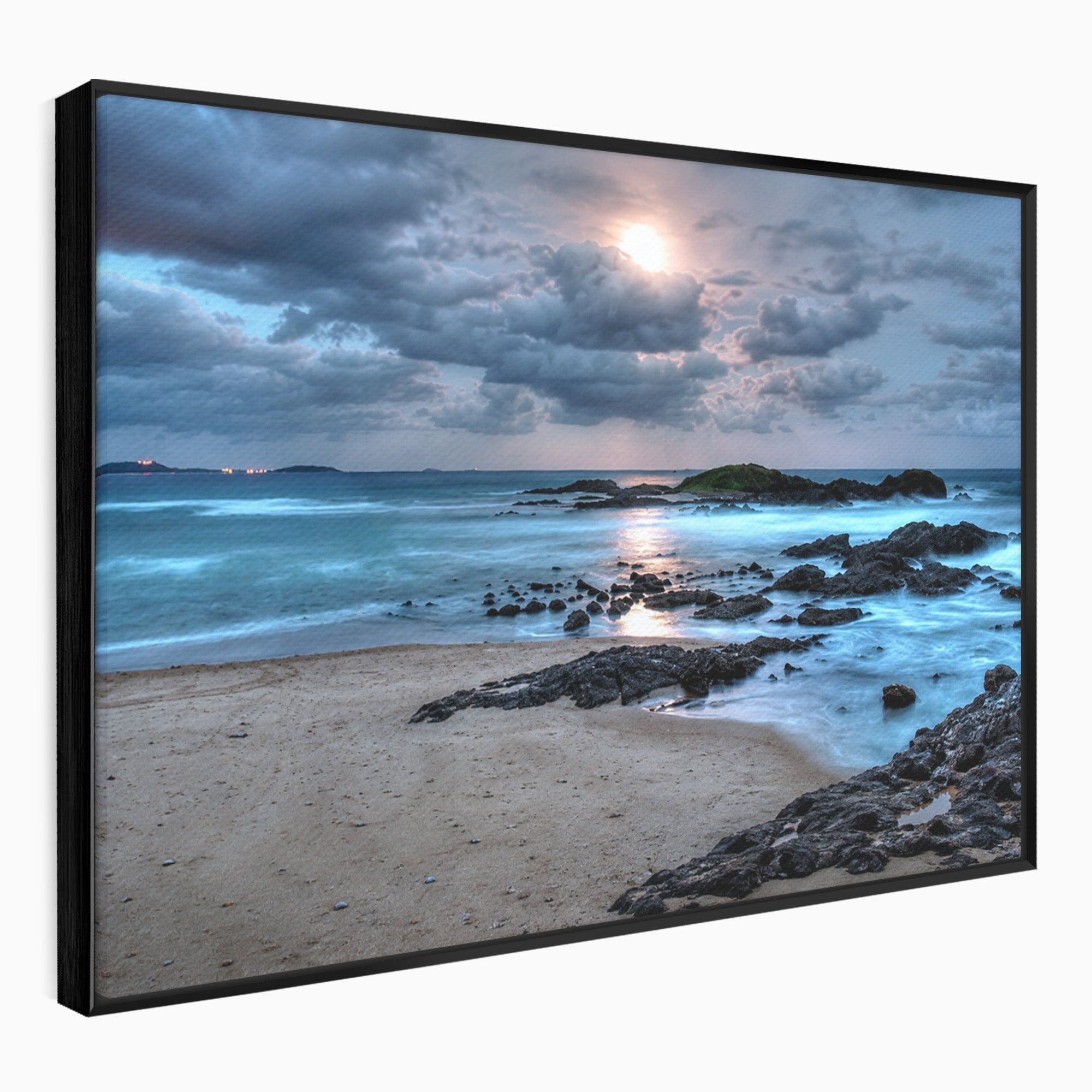 Tablou Canvas Premium LuxCanva® A1748, Peisaj Marin Nocturn, Peisaj, Mare, Noapte, Natura, Apus, Living, Dormitor, Culori Vibrante