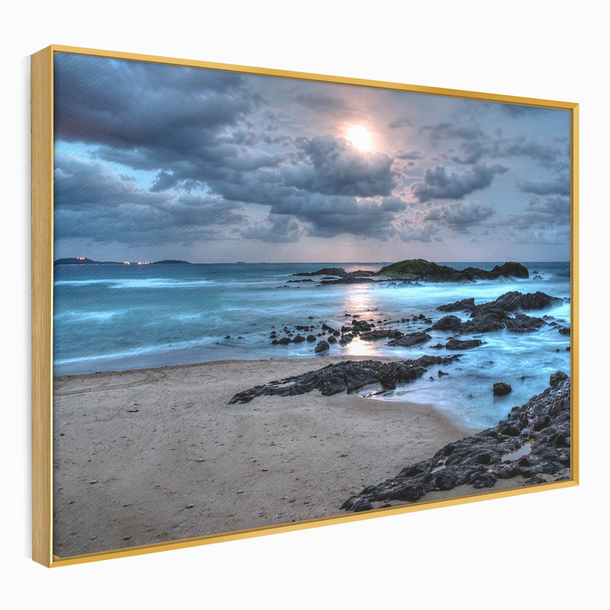 Tablou Canvas Premium LuxCanva® A1748, Peisaj Marin Nocturn, Peisaj, Mare, Noapte, Natura, Apus, Living, Dormitor, Culori Vibrante