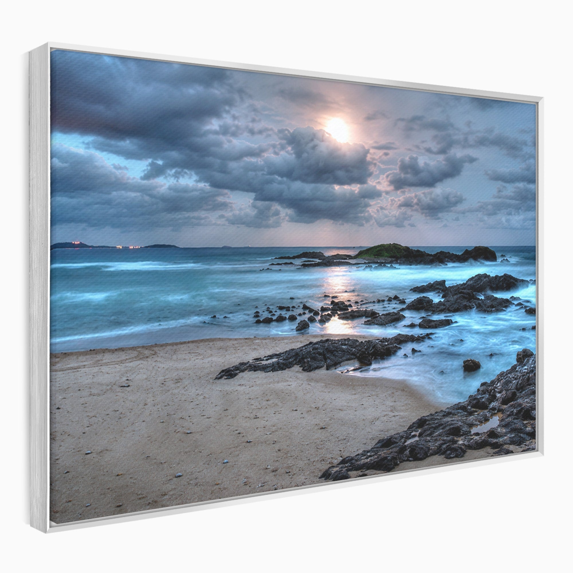 Tablou Canvas Premium LuxCanva® A1748, Peisaj Marin Nocturn, Peisaj, Mare, Noapte, Natura, Apus, Living, Dormitor, Culori Vibrante