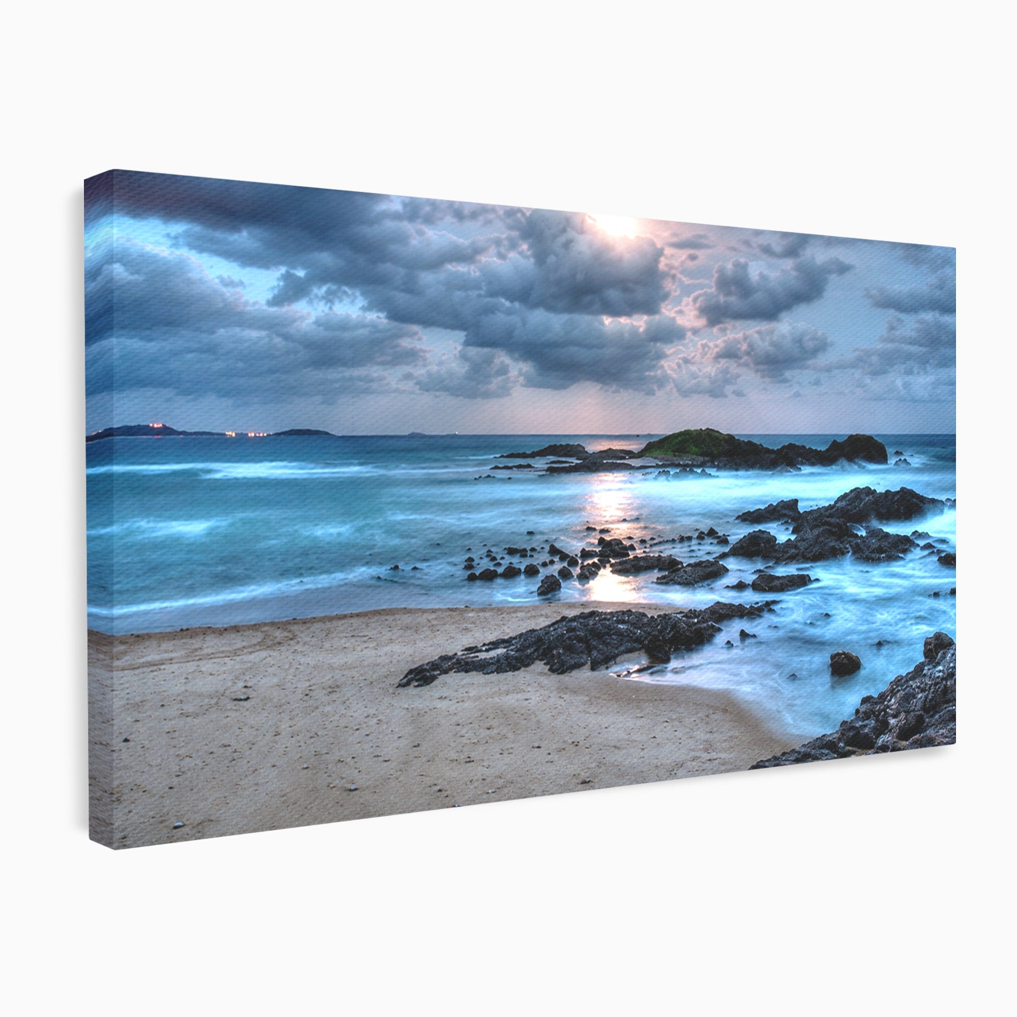 Tablou Canvas Premium LuxCanva® A1748, Peisaj Marin Nocturn, Peisaj, Mare, Noapte, Natura, Apus, Living, Dormitor, Culori Vibrante