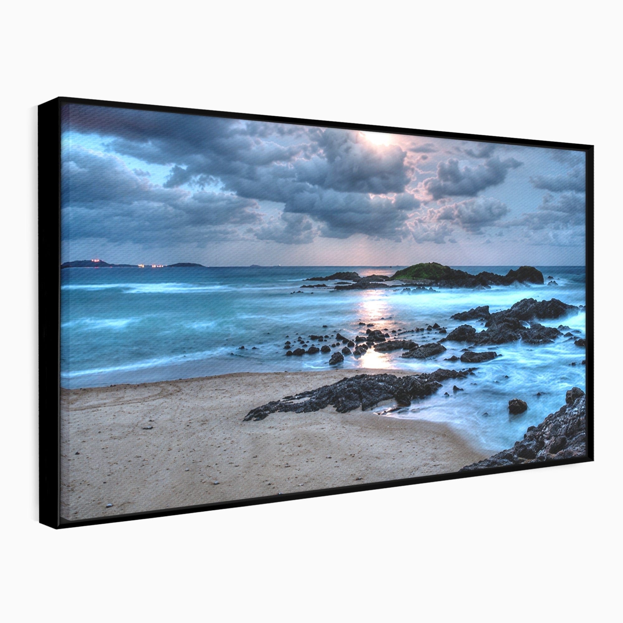 Tablou Canvas Premium LuxCanva® A1748, Peisaj Marin Nocturn, Peisaj, Mare, Noapte, Natura, Apus, Living, Dormitor, Culori Vibrante