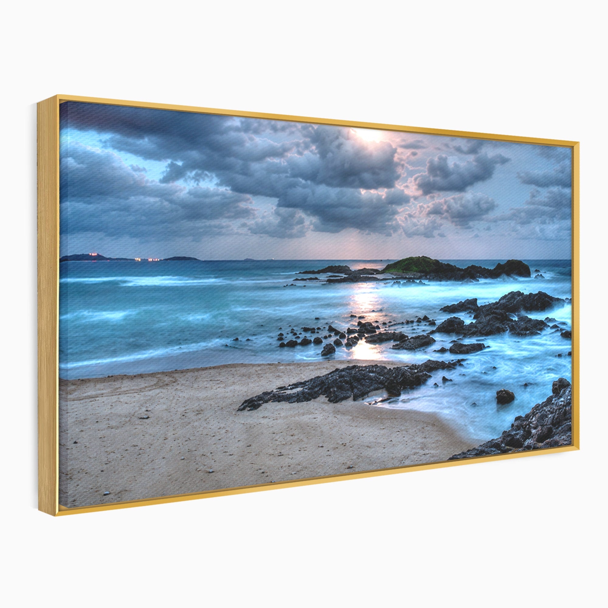 Tablou Canvas Premium LuxCanva® A1748, Peisaj Marin Nocturn, Peisaj, Mare, Noapte, Natura, Apus, Living, Dormitor, Culori Vibrante