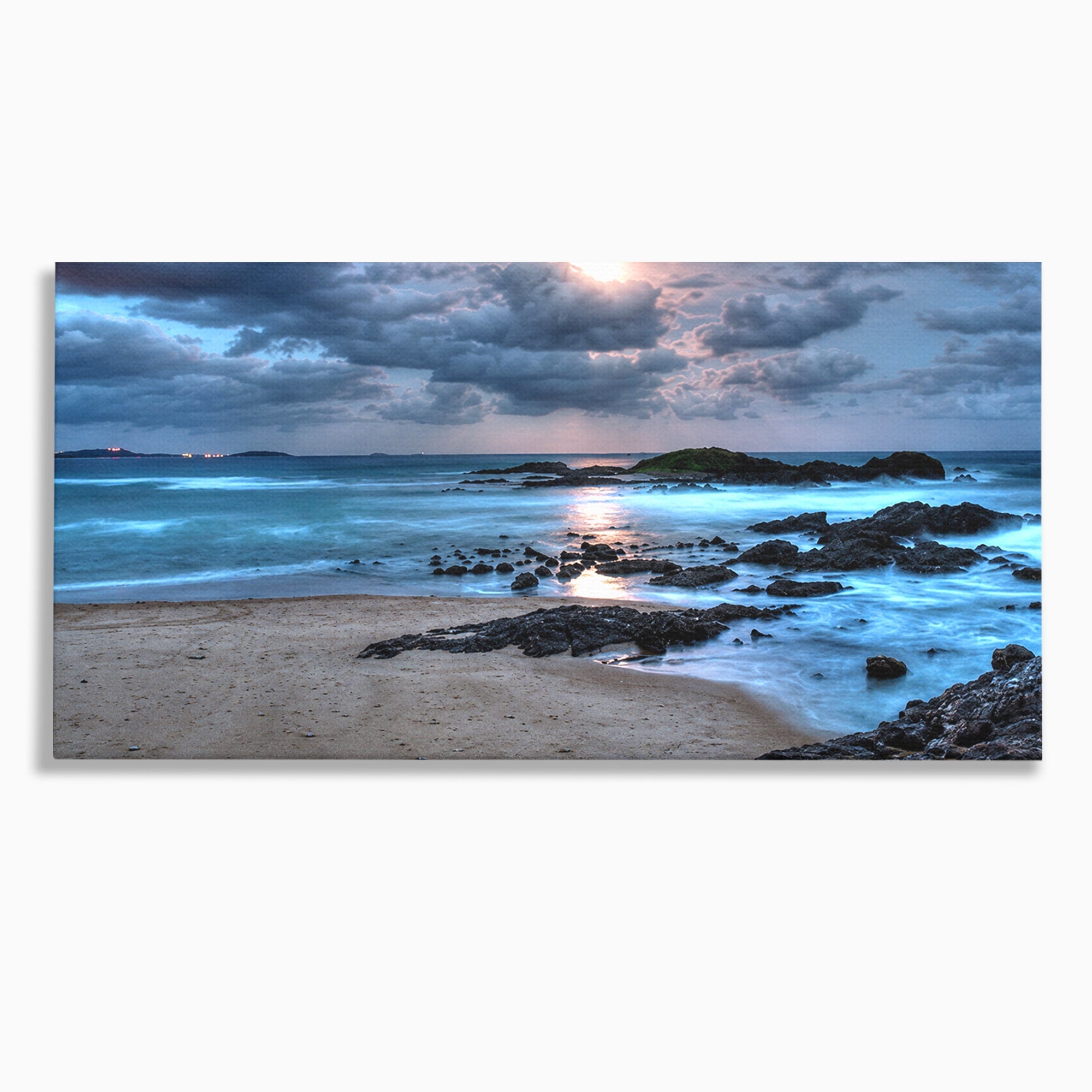 Tablou Canvas Premium LuxCanva® A1748, Peisaj Marin Nocturn, Peisaj, Mare, Noapte, Natura, Apus, Living, Dormitor, Culori Vibrante