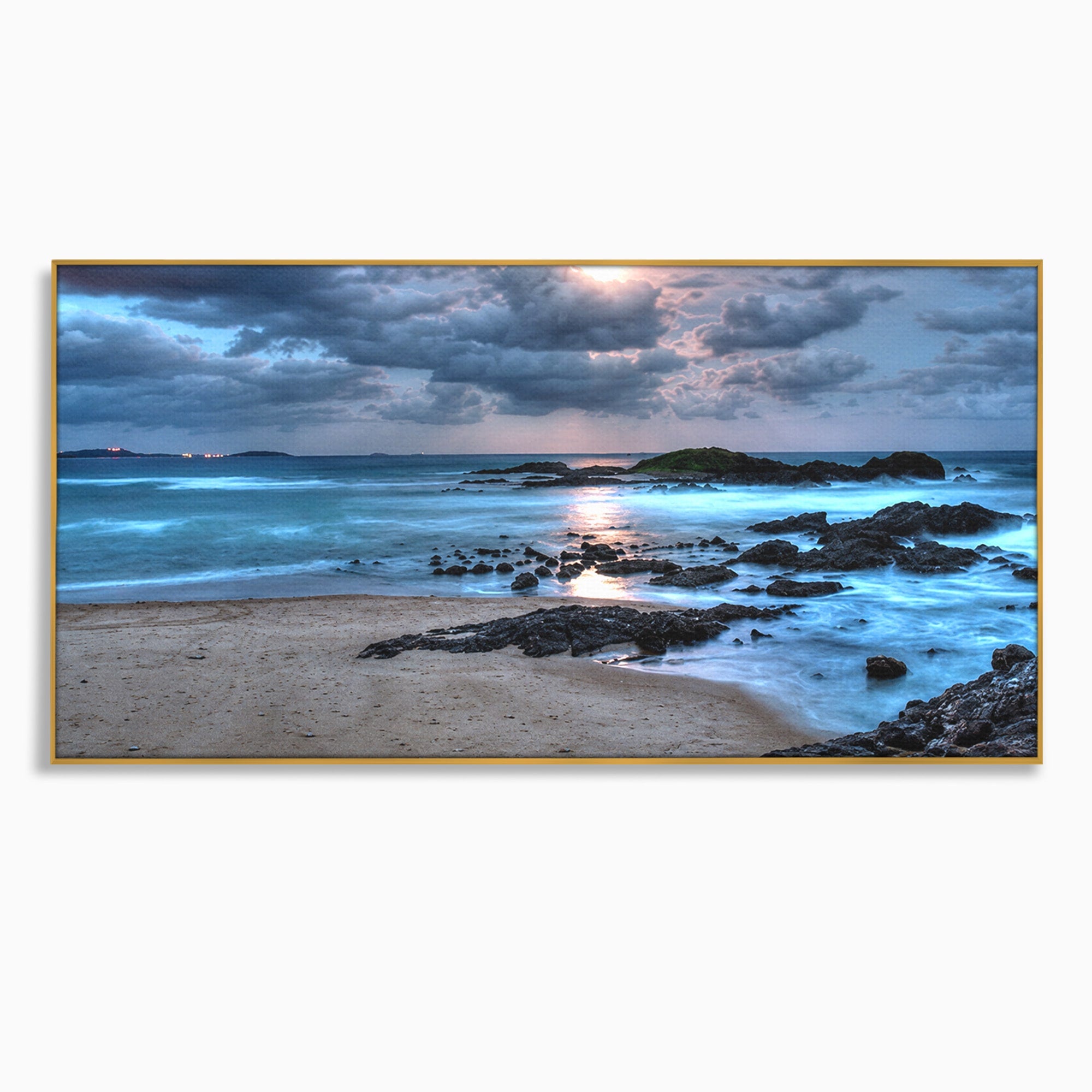 Tablou Canvas Premium LuxCanva® A1748, Peisaj Marin Nocturn, Peisaj, Mare, Noapte, Natura, Apus, Living, Dormitor, Culori Vibrante